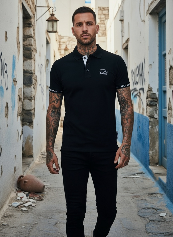 Polo Manfri Basic (black-white) ROLLEMAN