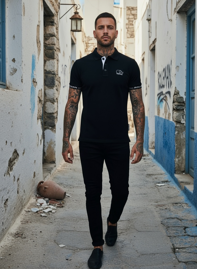 Polo Manfri Basic (schwarz-weiss) ROLLEMAN