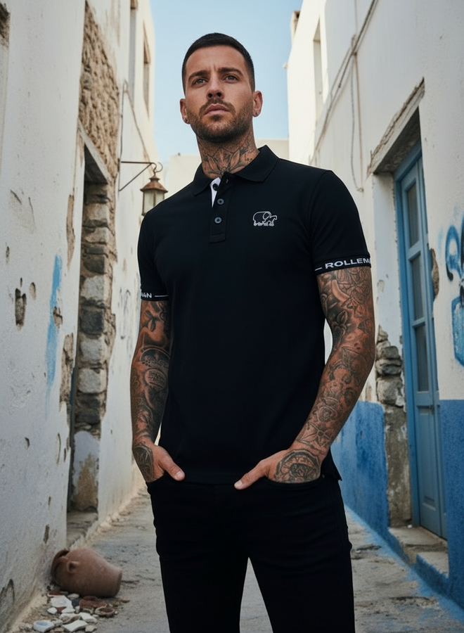 Polo Manfri Basic (schwarz-weiss) ROLLEMAN