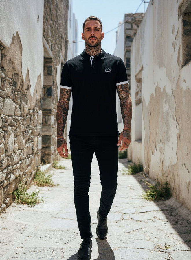 Polo Manfri Basic (schwarz und weiß)