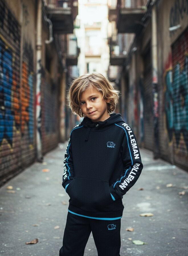 Kids hoodie Pino (schwarz / türkis)