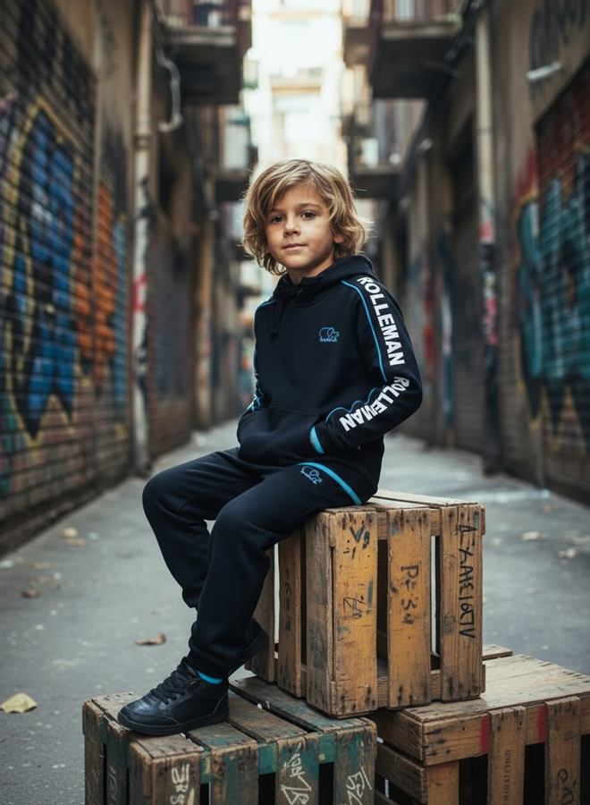 Kids hoodie Pino (schwarz / türkis)