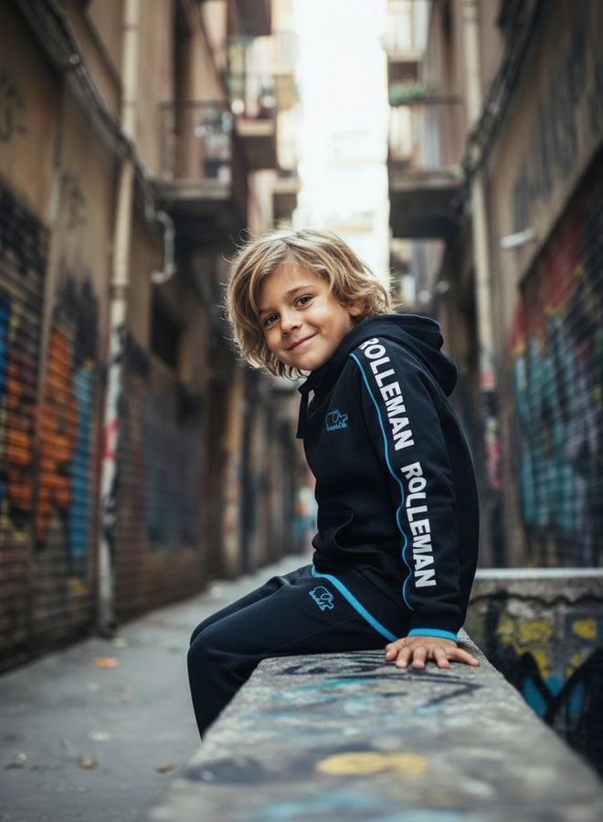 Kids hoodie Pino (schwarz / türkis)