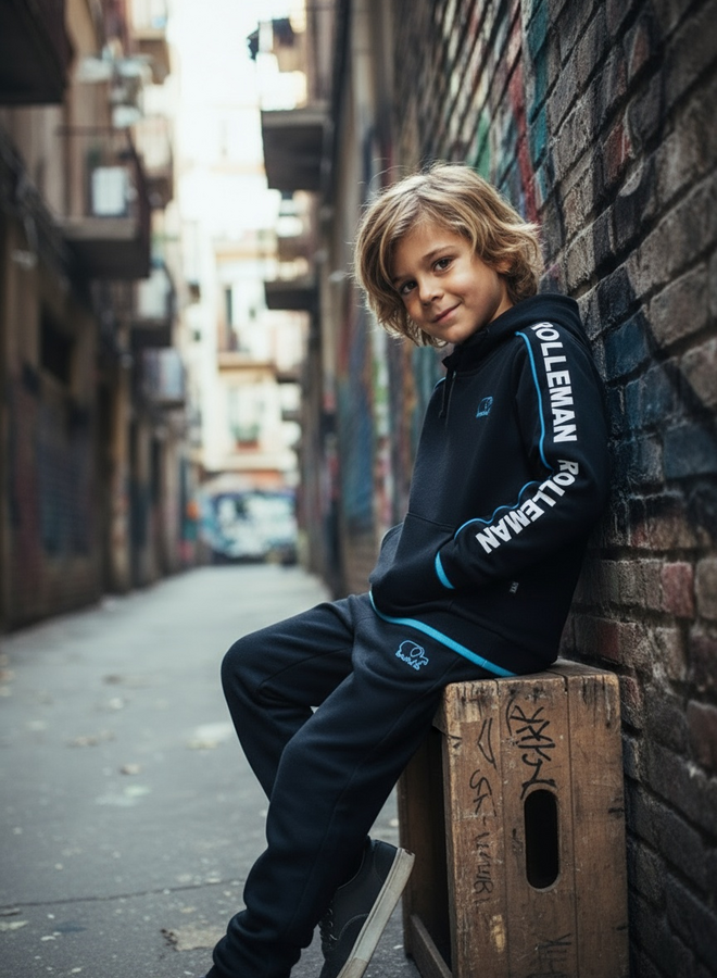 Kids hoodie Pino (schwarz / türkis)