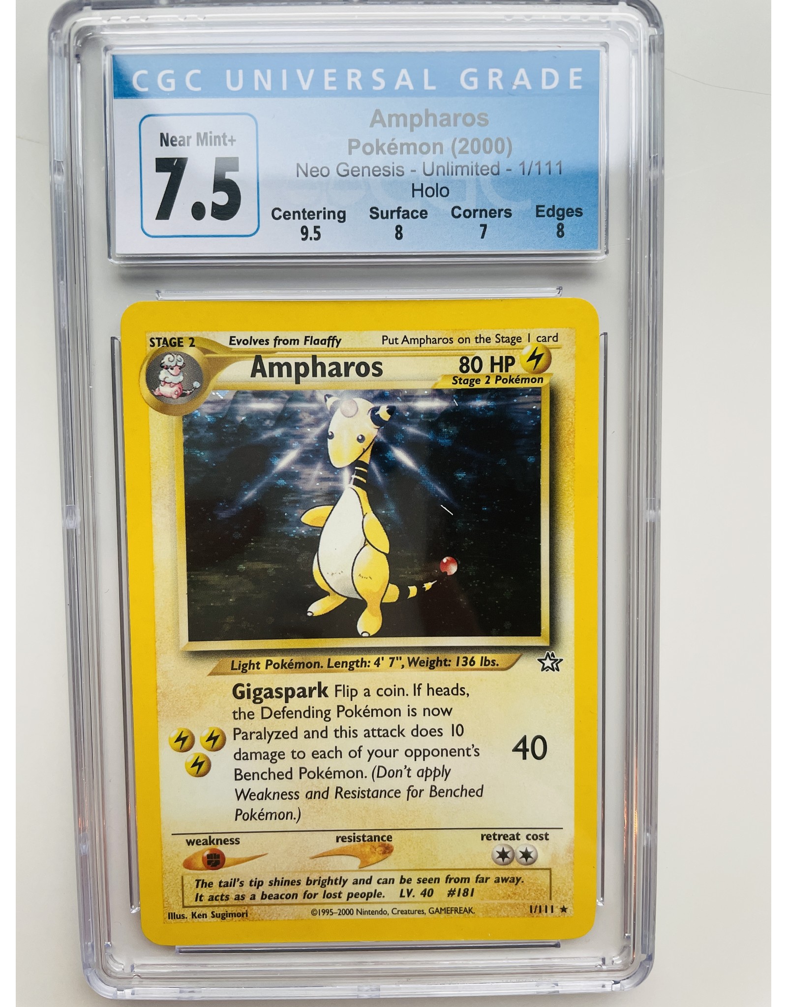 Ampharos Neo Genesis CGC 7.5