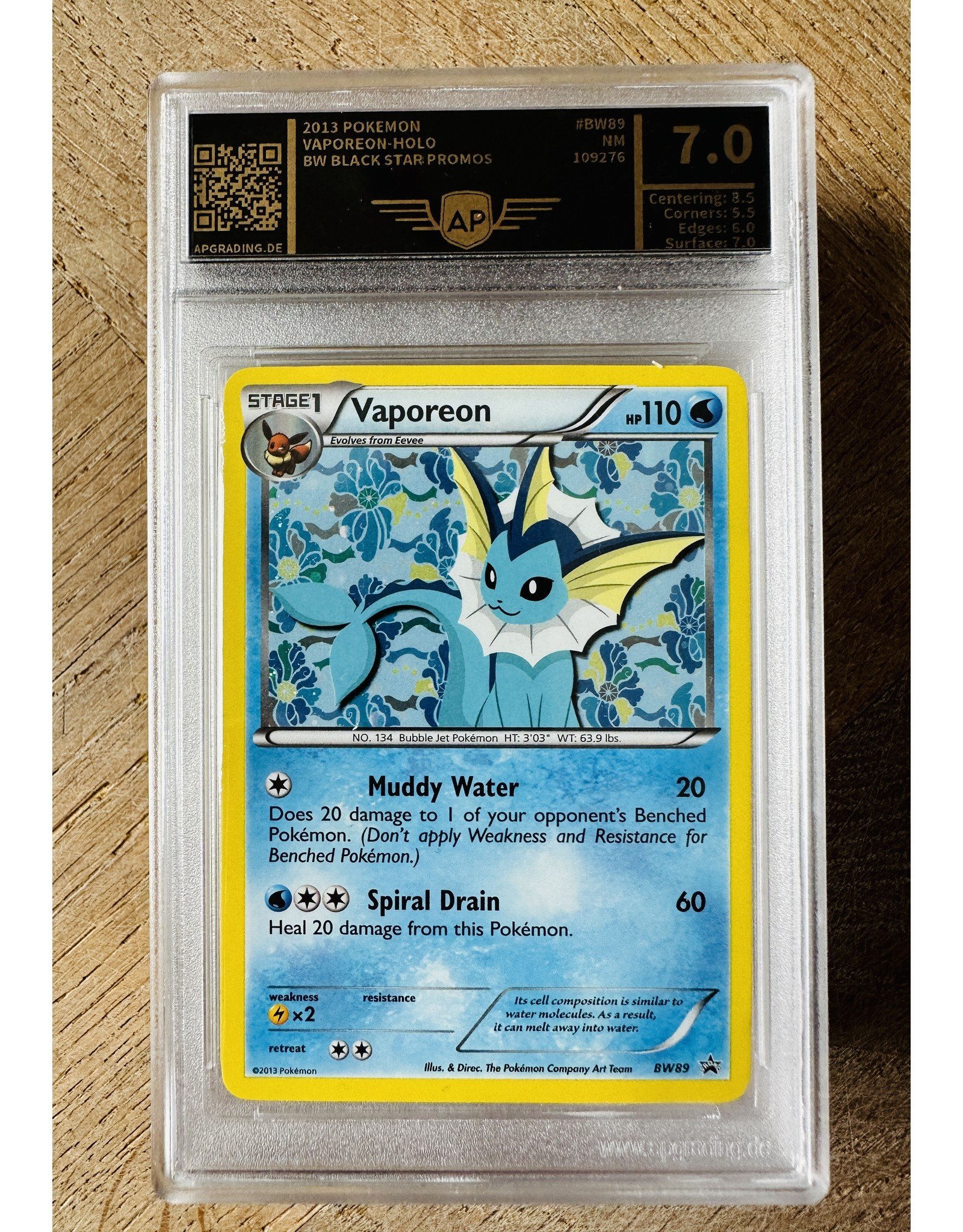 Vaporeon AP 7.0 Black Star Promo BW 89