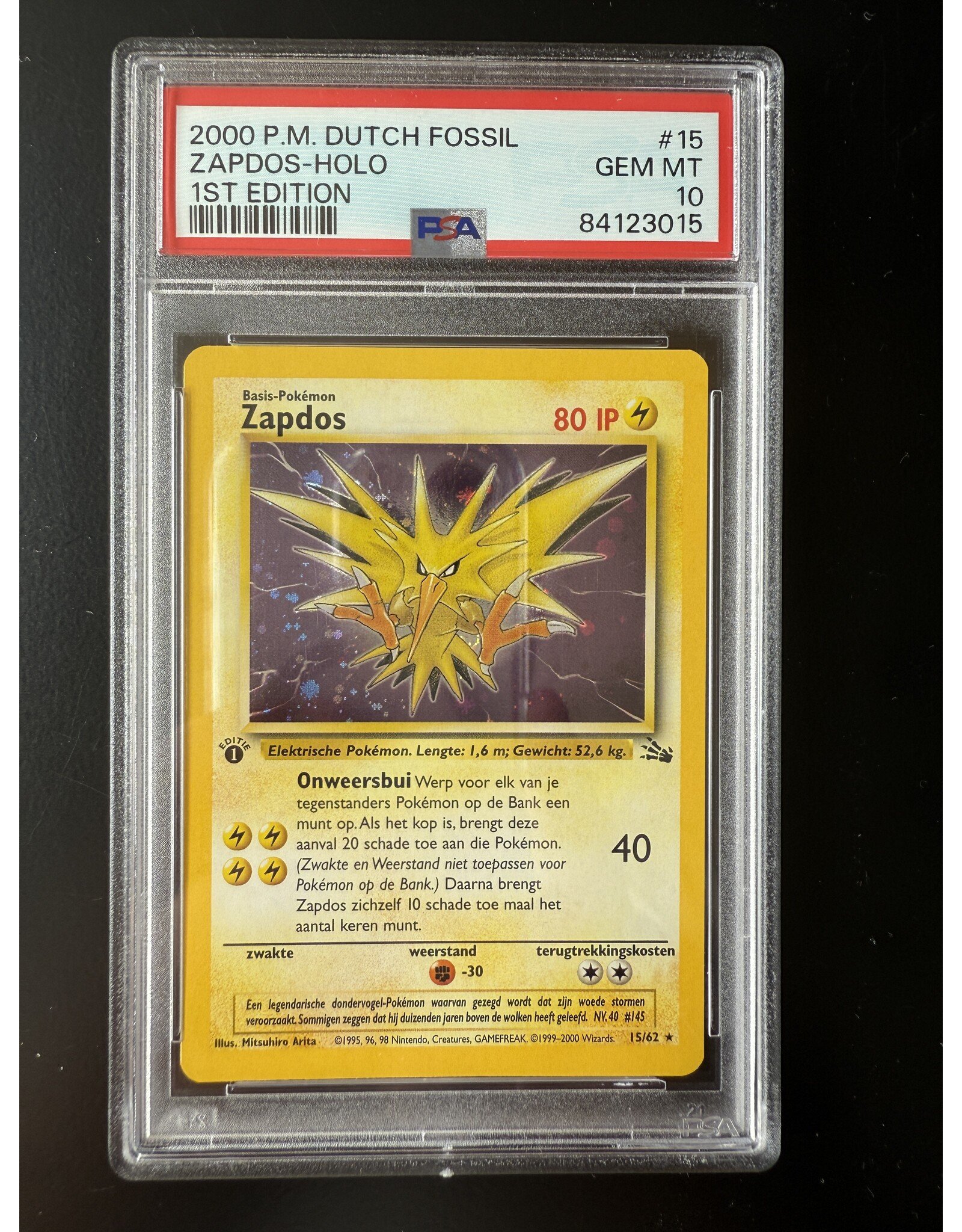 Zapdos Fossil Dutch 1st Edition PSA 10 (Extremely rare)
