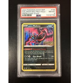 Galarian Moltres STAFF Evolving Skies Prerelease SWSH125 PSA 8