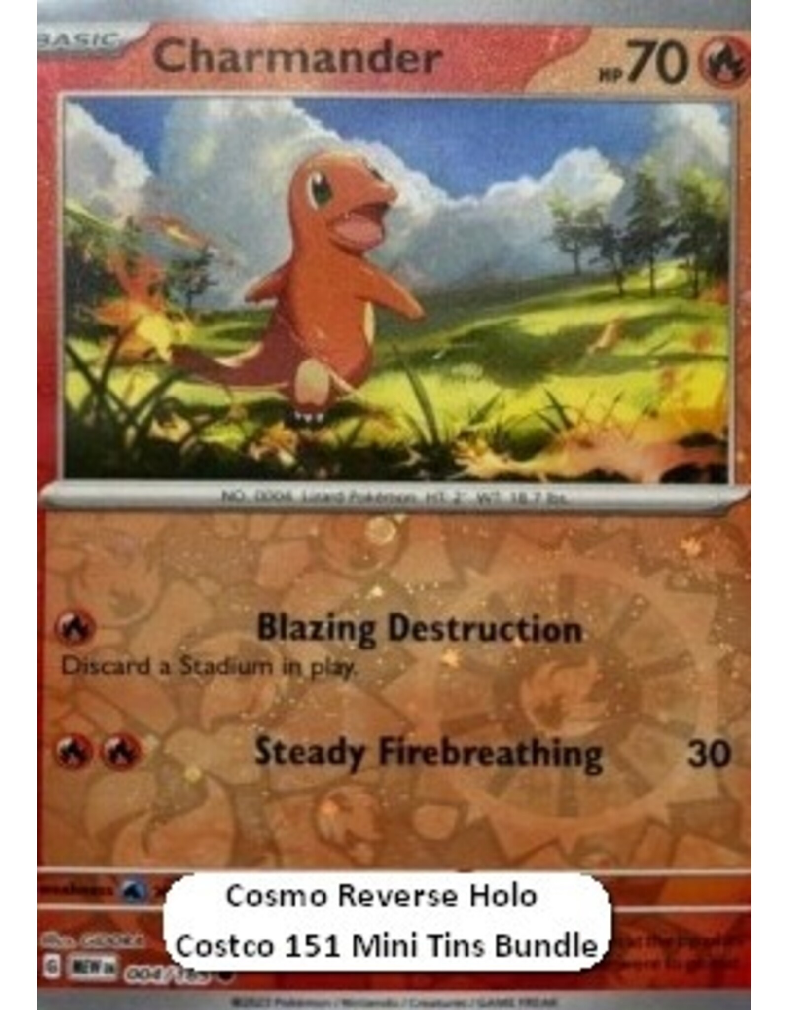 Charmander Costco 151 mini tin REVERSE COSMOS HOLO (MEW 004)