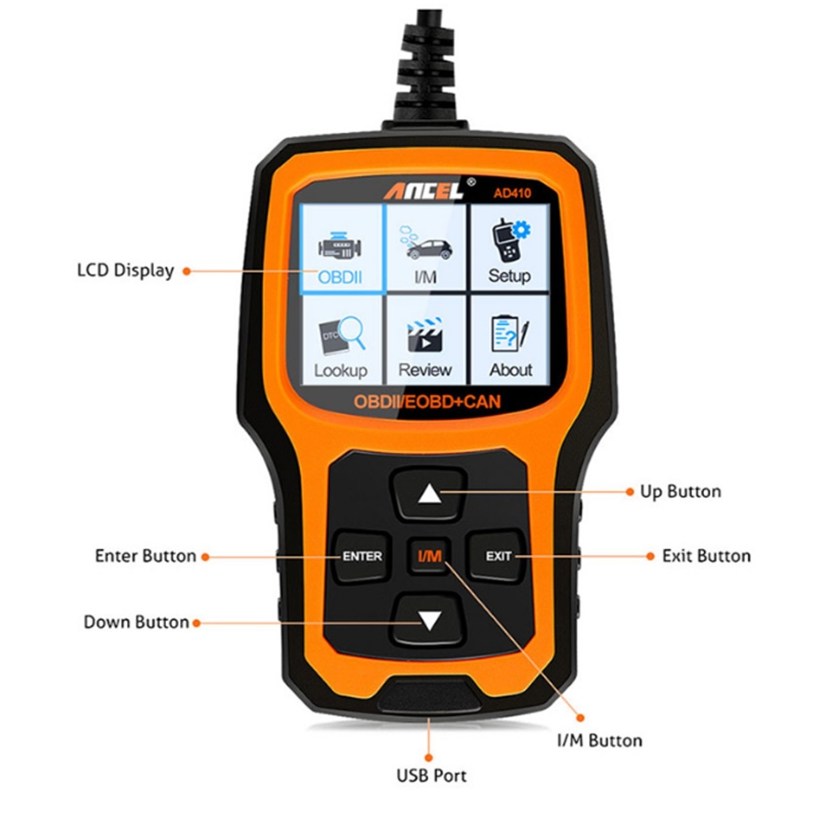 Ancel ANCEL AD410 Diagnosecomputer – OBD2 / EOBD / CAN Handscanner