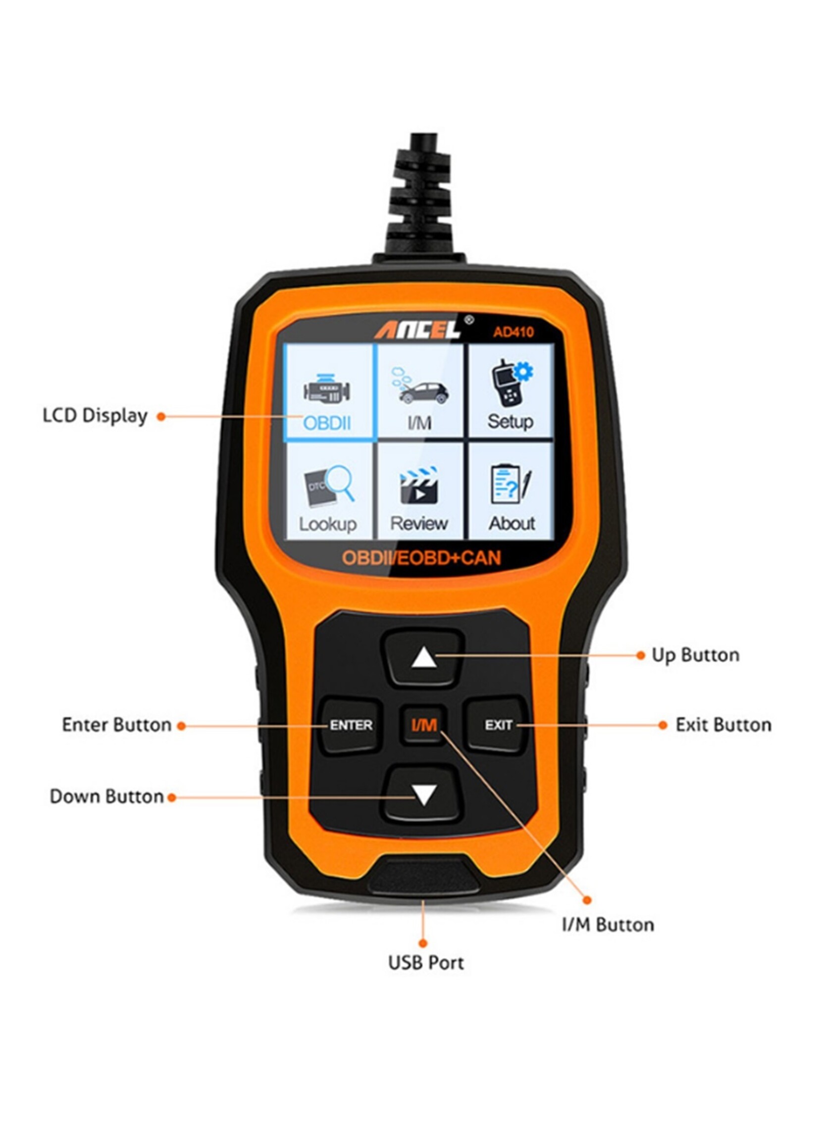 Ancel ANCEL AD410 Diagnosecomputer – OBD2 / EOBD / CAN Handscanner