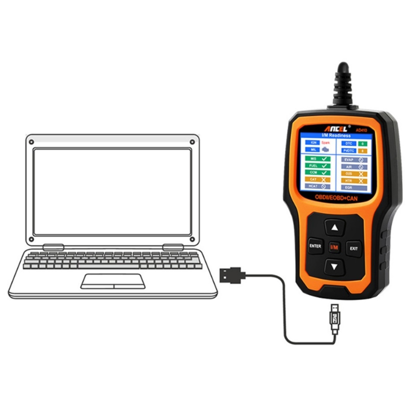 Ancel ANCEL AD410 Diagnosecomputer – OBD2 / EOBD / CAN Handscanner
