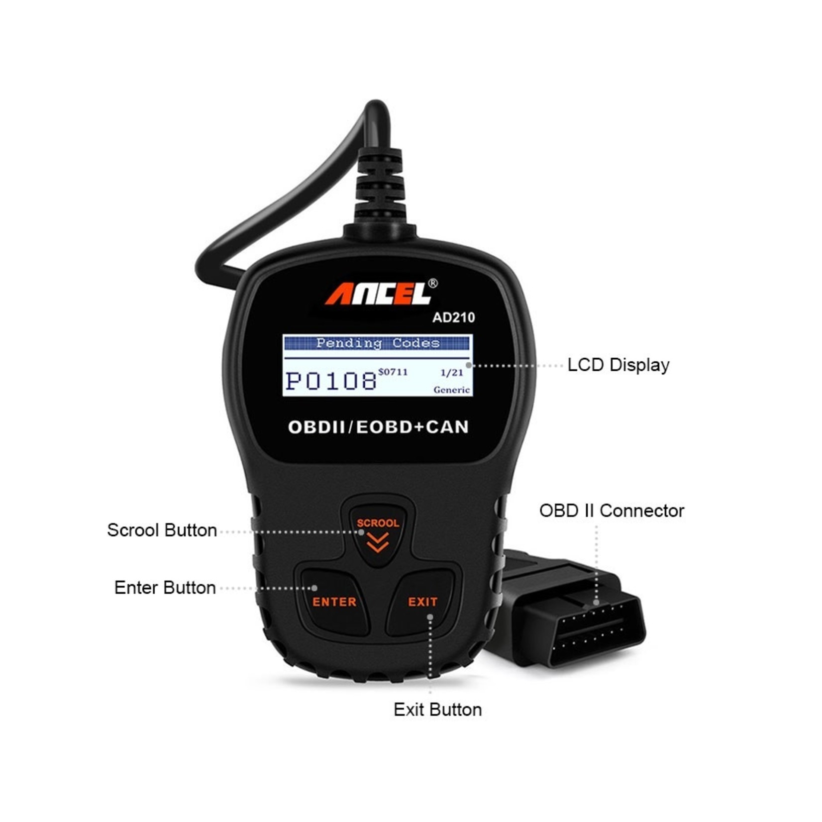 Ancel AD210 OBD2 EOBD CAN Handscanner