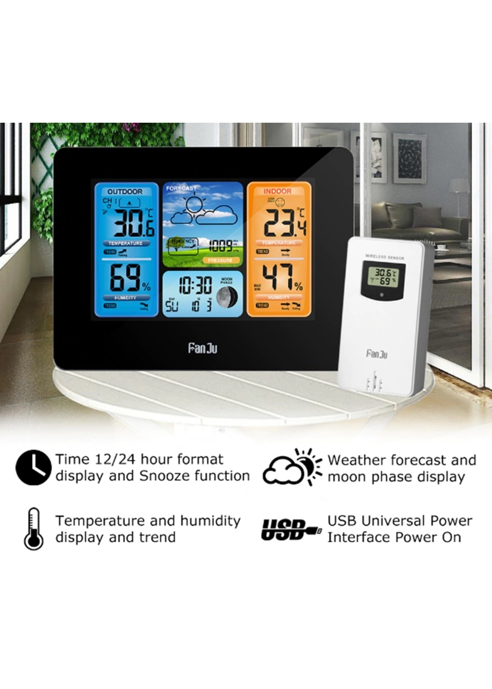 FanJu FJ3373 Digitaal Weerstation