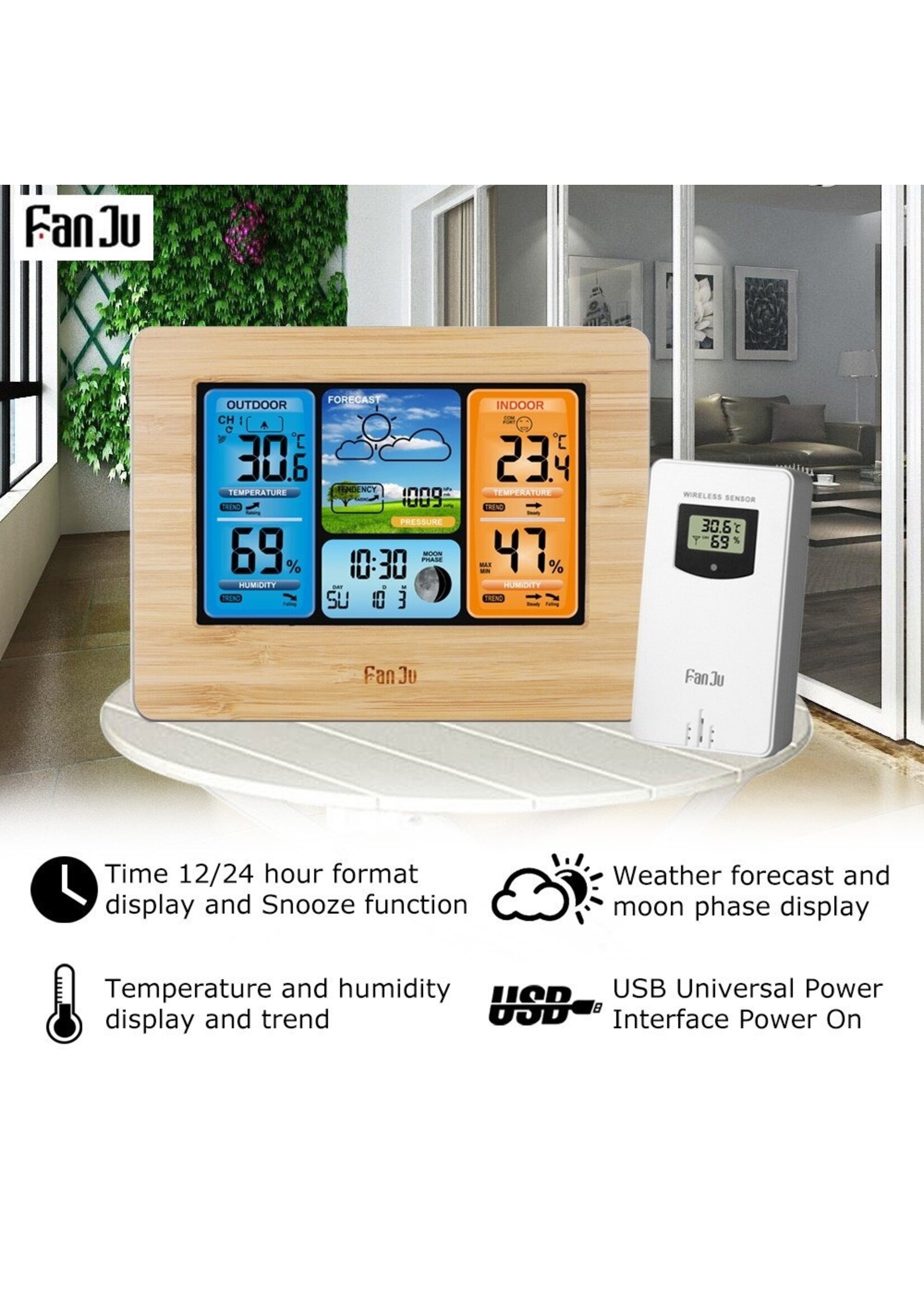 FanJu FJ3373 Digitaal Weerstation