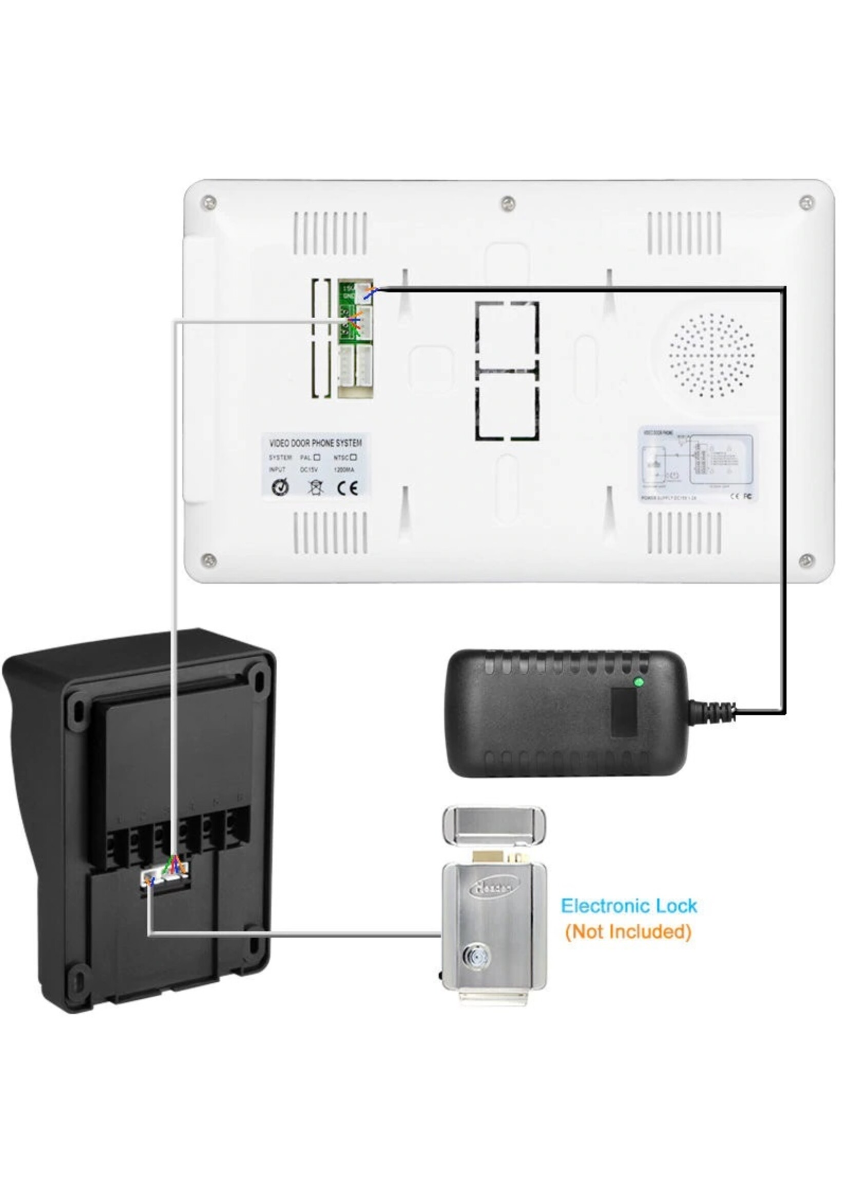 Deurbel met 7 inch scherm - Intercom met draad Deurintercom - 7 inch kleurenmonitor