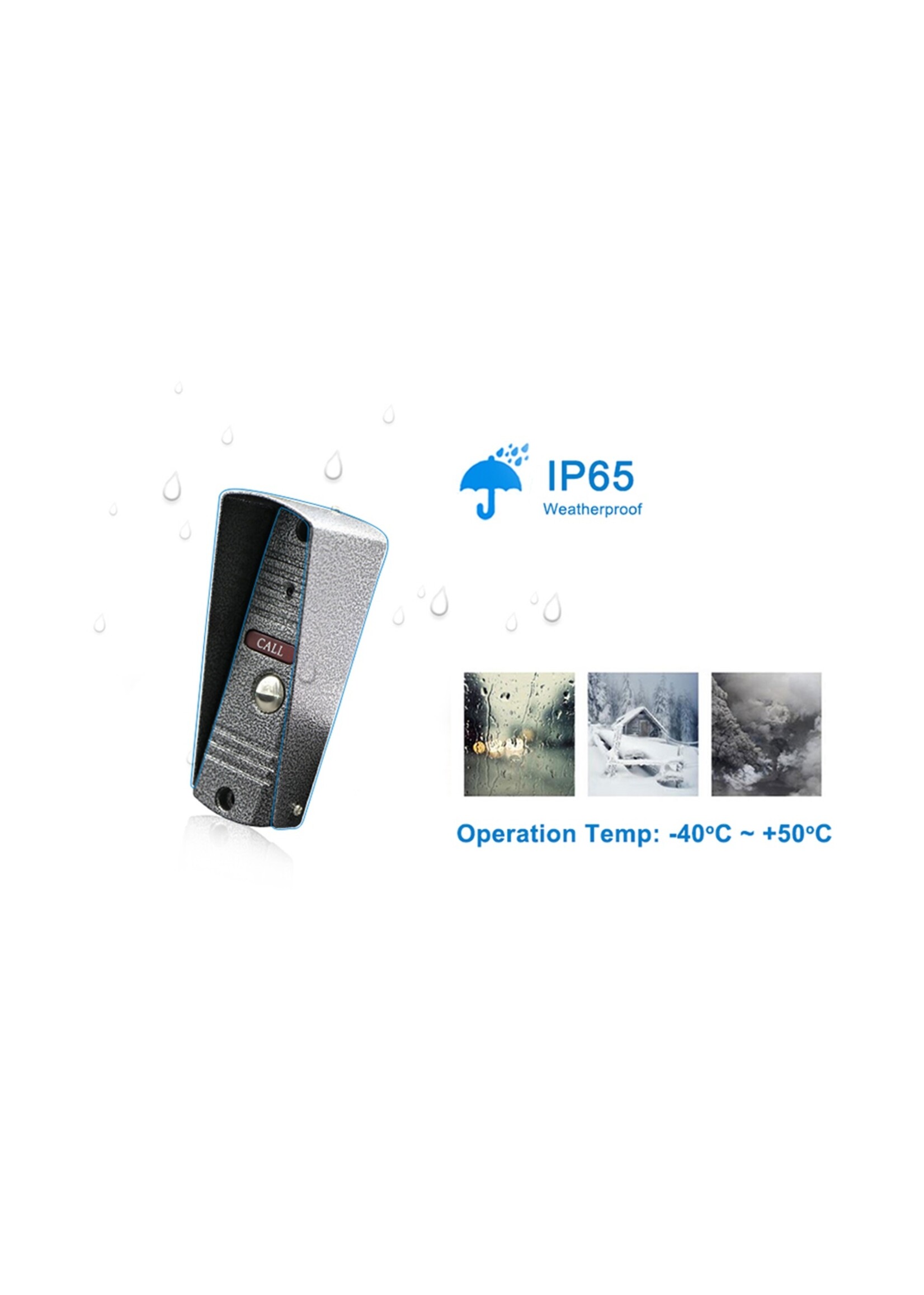 Intercom met draad Deurintercom - 7'' inch kleurenmonitor en 1200TVL video/foto camera