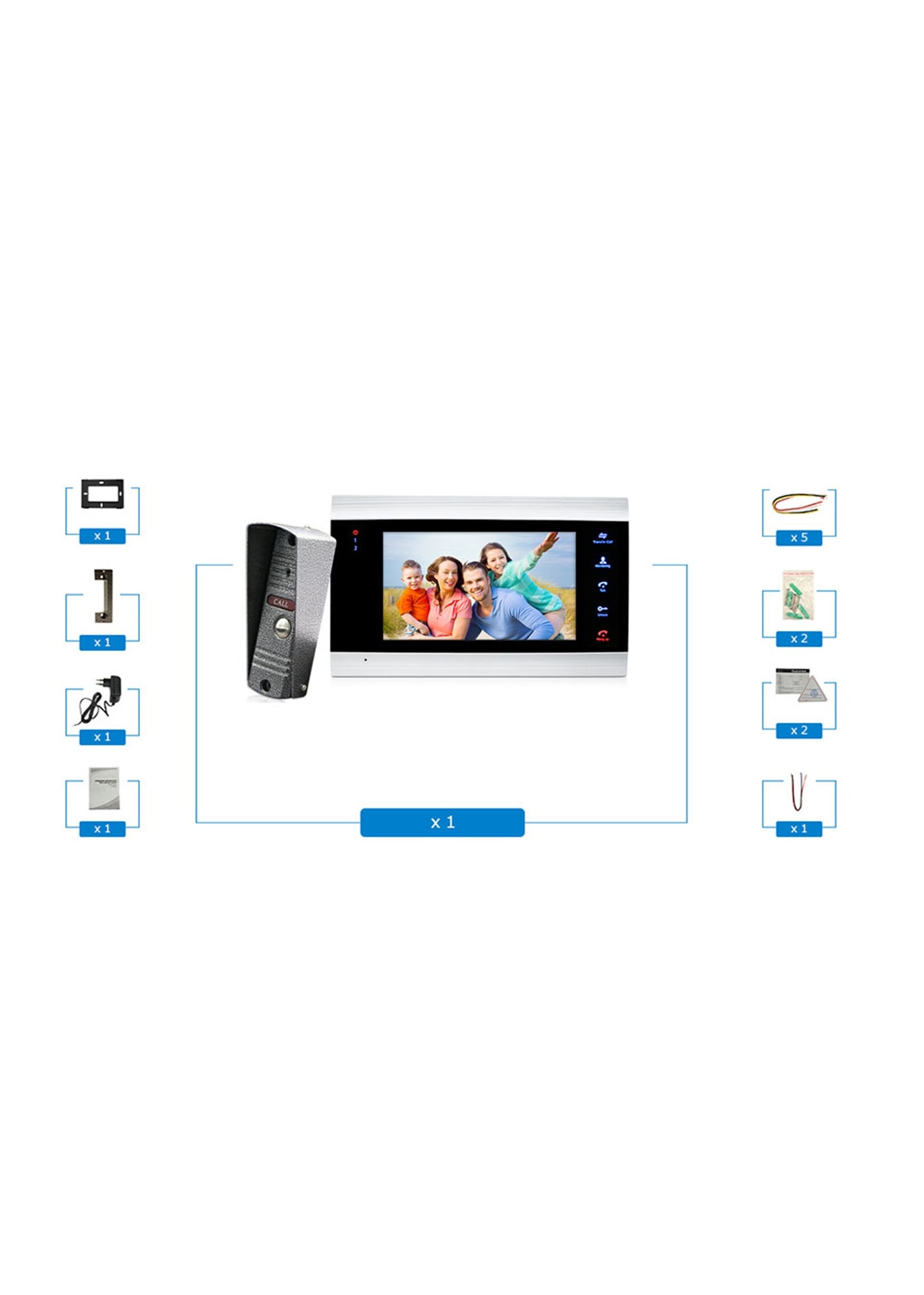 Intercom met draad Deurintercom - 7'' inch kleurenmonitor en 1200TVL video/foto camera