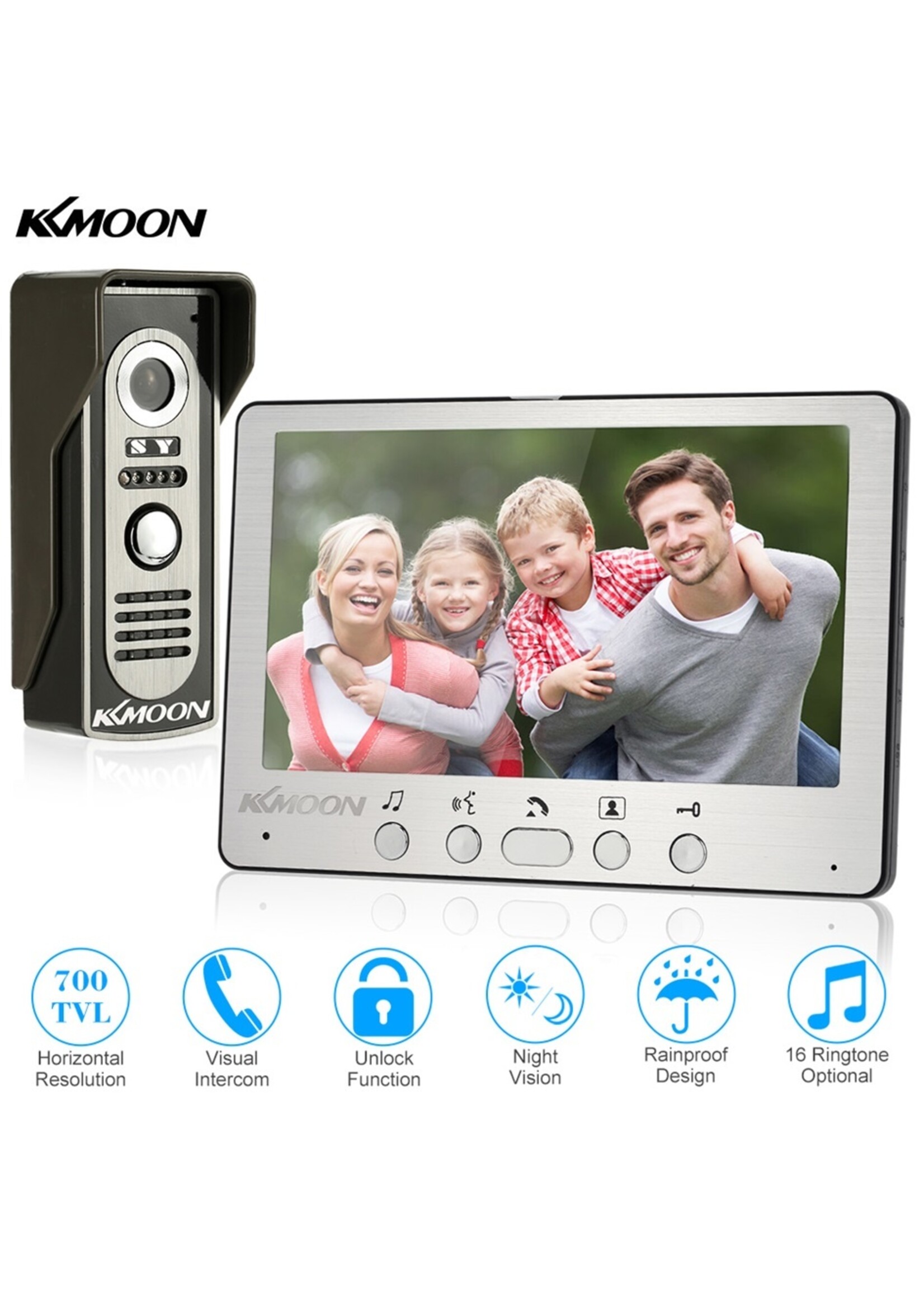 Intercom met draad Deurintercom - 7 inch kleurenmonitor en 700TVL video/foto camera
