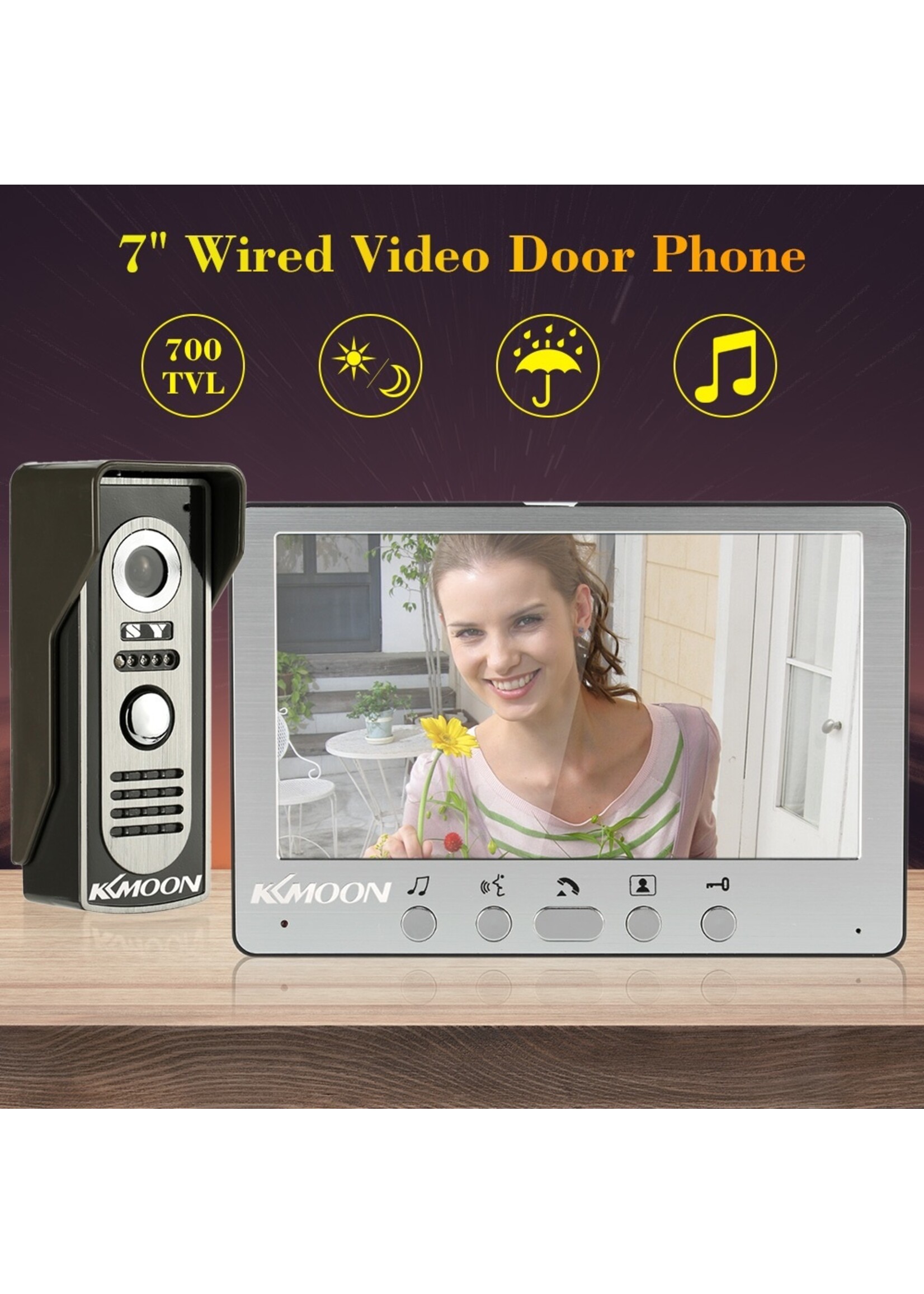 Intercom met draad Deurintercom - 7 inch kleurenmonitor en 700TVL video/foto camera
