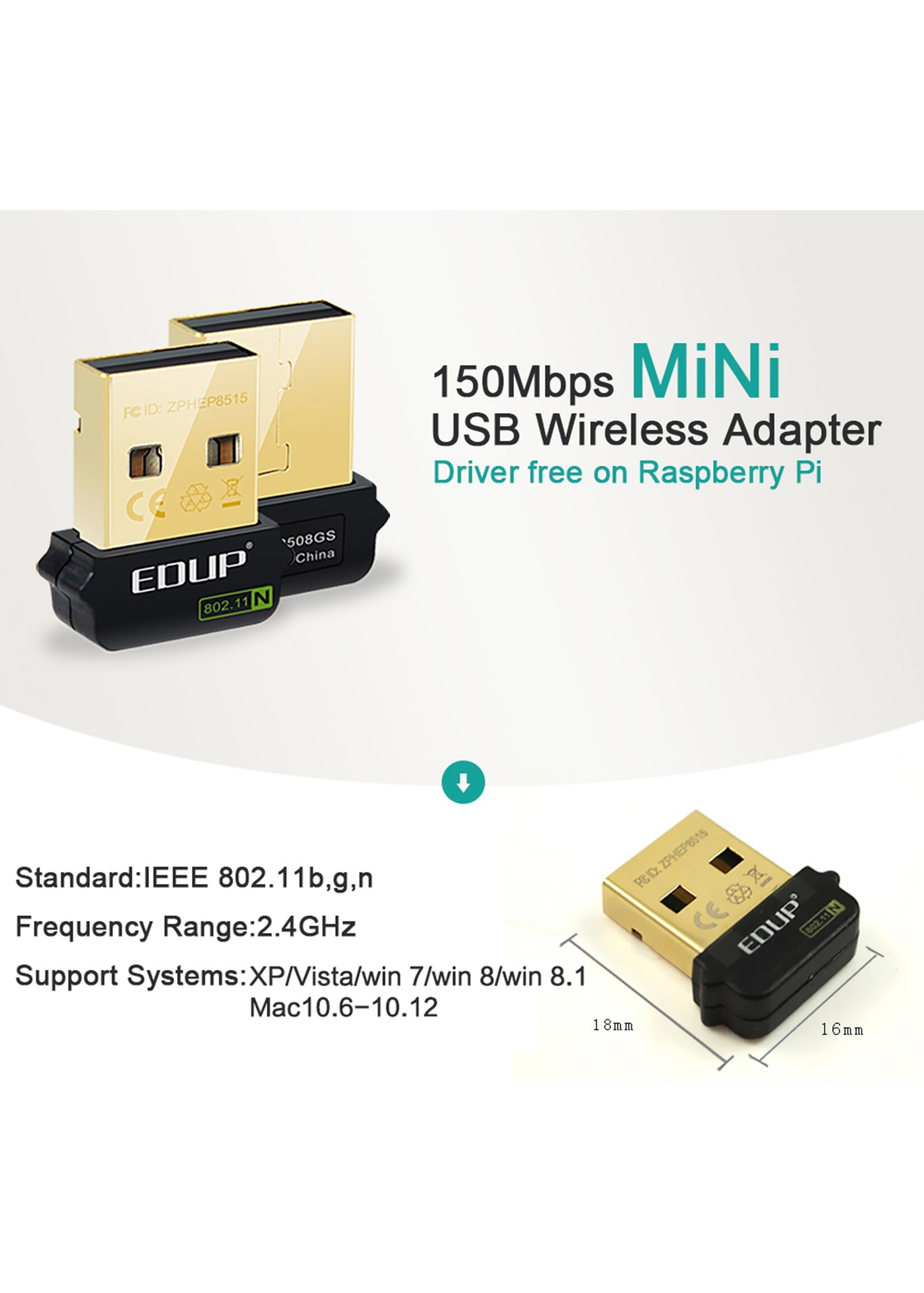 EDUP EP-N8508GS RTL8188CUS chipset 150 Mbps WiFi USB netwerk 802.11n / g / b LAN-adapter