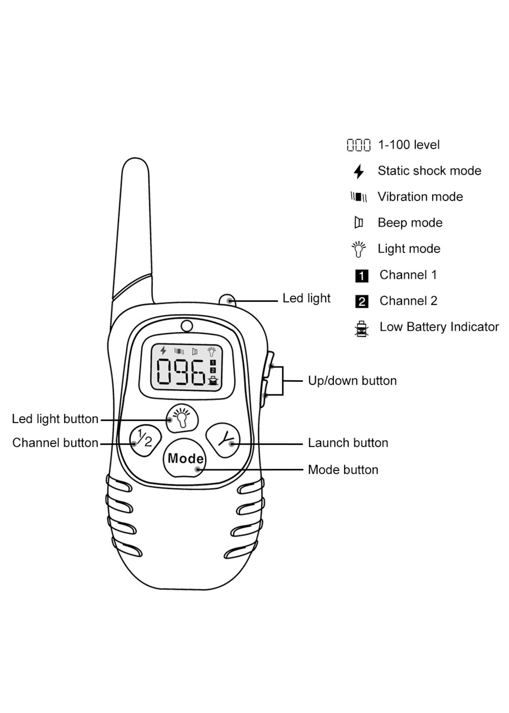 Trainingsband Trainingshalsband 100 levels voor 2 honden