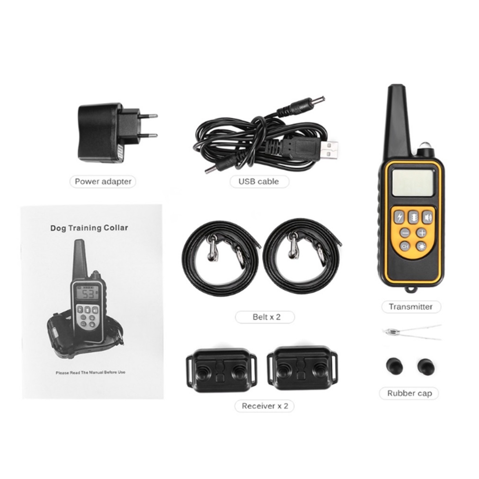 Trainingshalsband - trainingsband - teletac 300m oplaadbaar - Voor 2 honden