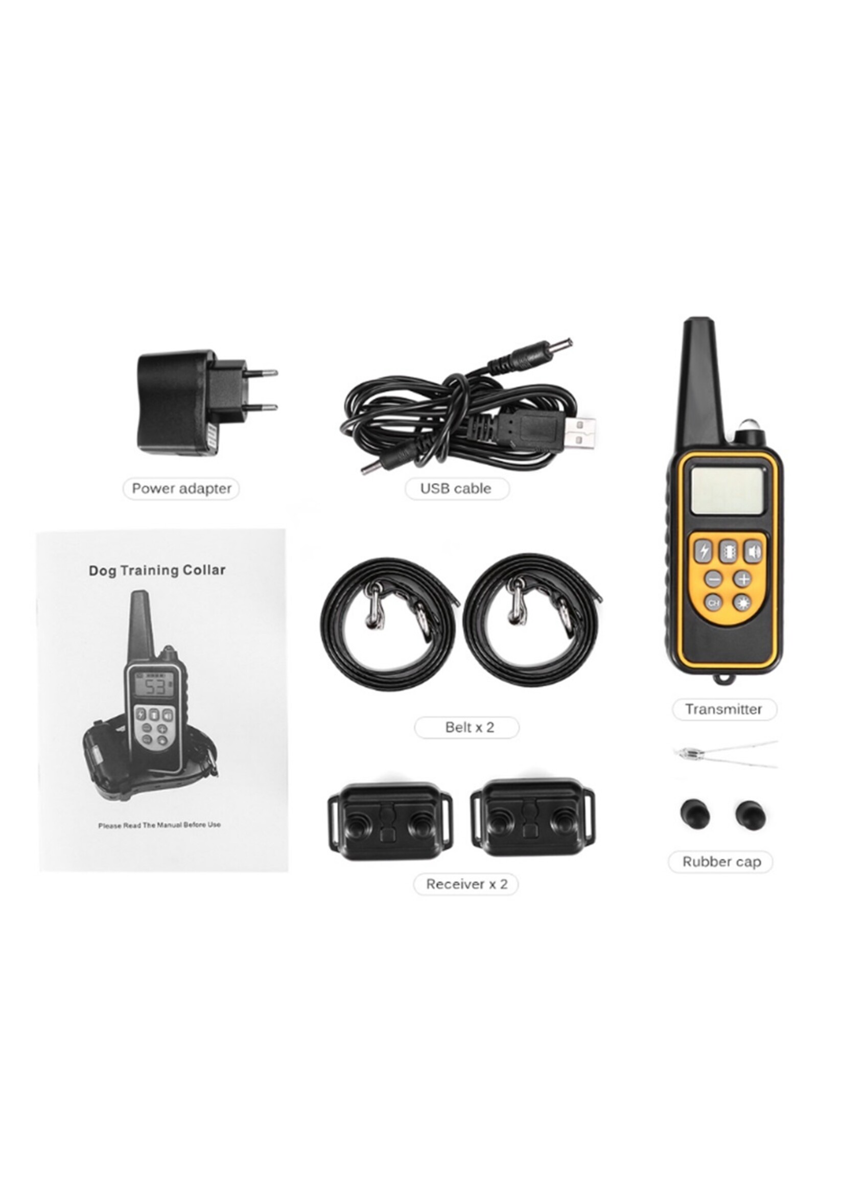 Trainingshalsband - trainingsband - teletac 300m oplaadbaar - Voor 2 honden