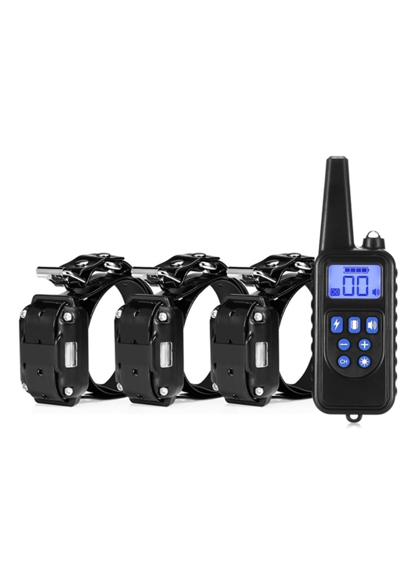 Trainingshalsband - trainingsband voor u hond met afstandsbediening – Waterdicht - Oplaadbaar - Trainingsband 998DR - 100 levels - 300 meter - Halsband 25 tot 58 cm - Voor 3 honden