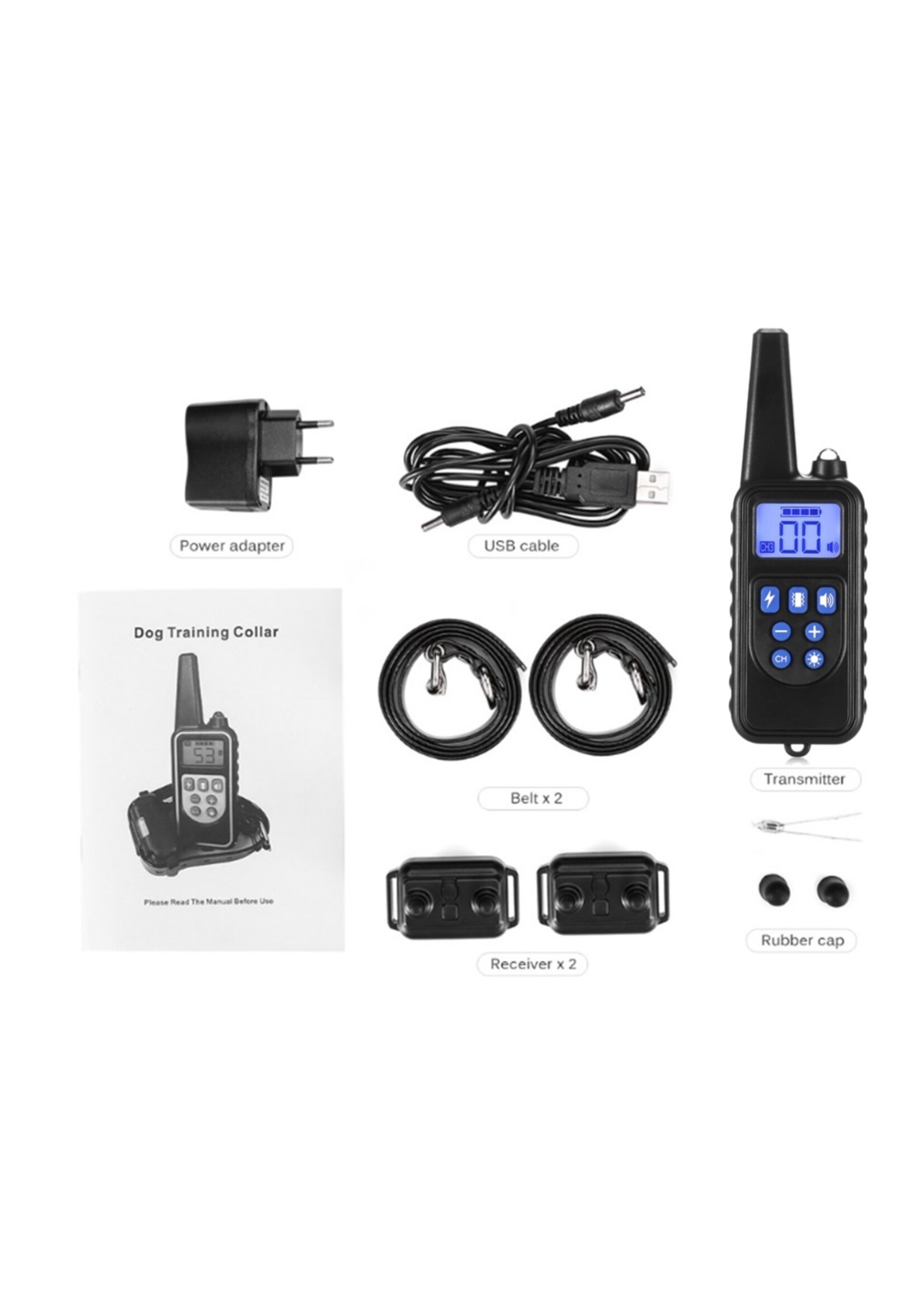 Trainingshalsband - trainingsband - teletac 300m oplaadbaar - Voor 2 honden