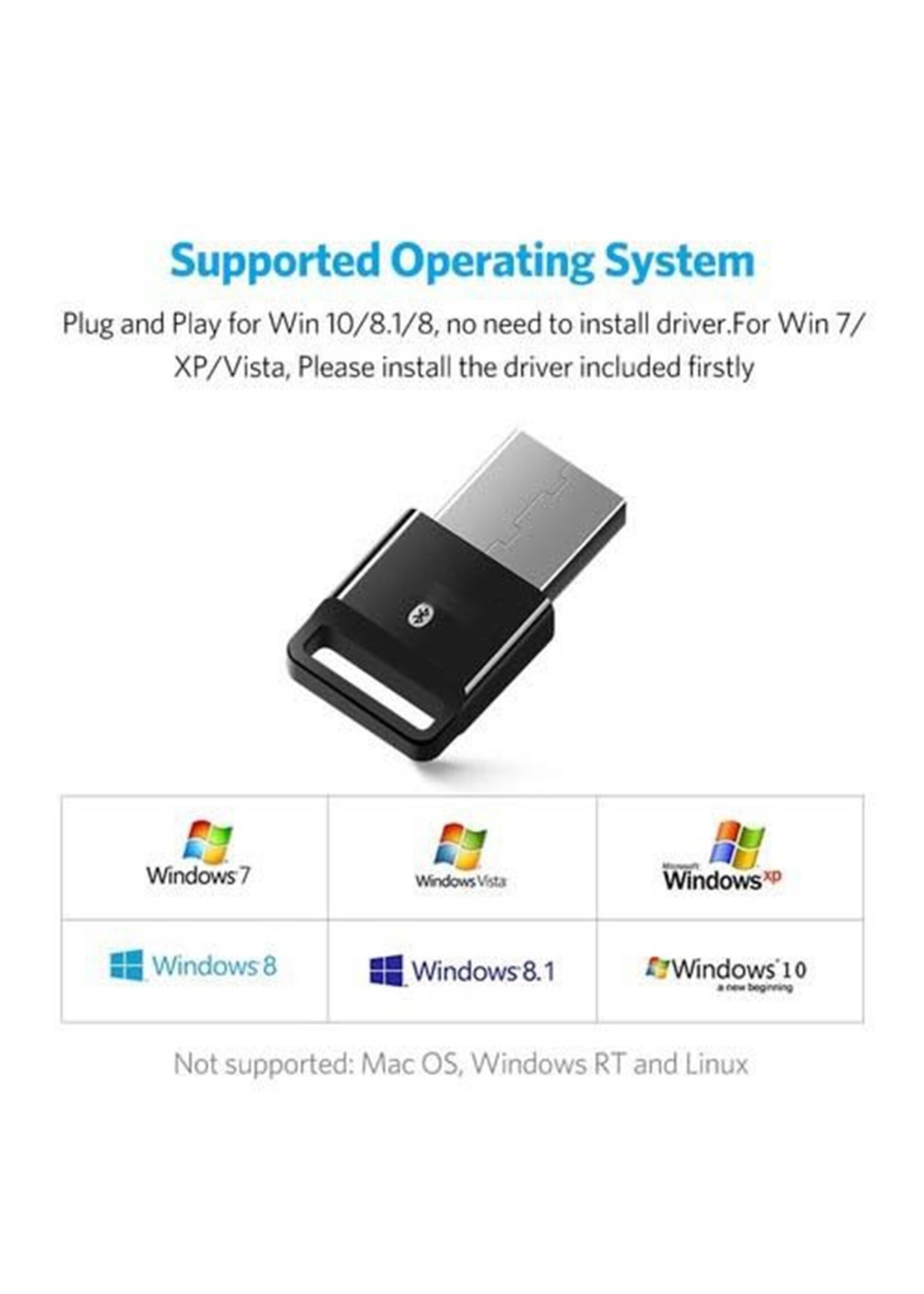 Bluetooth 4.0 USB Micro Dongle / Adapter - Zwart