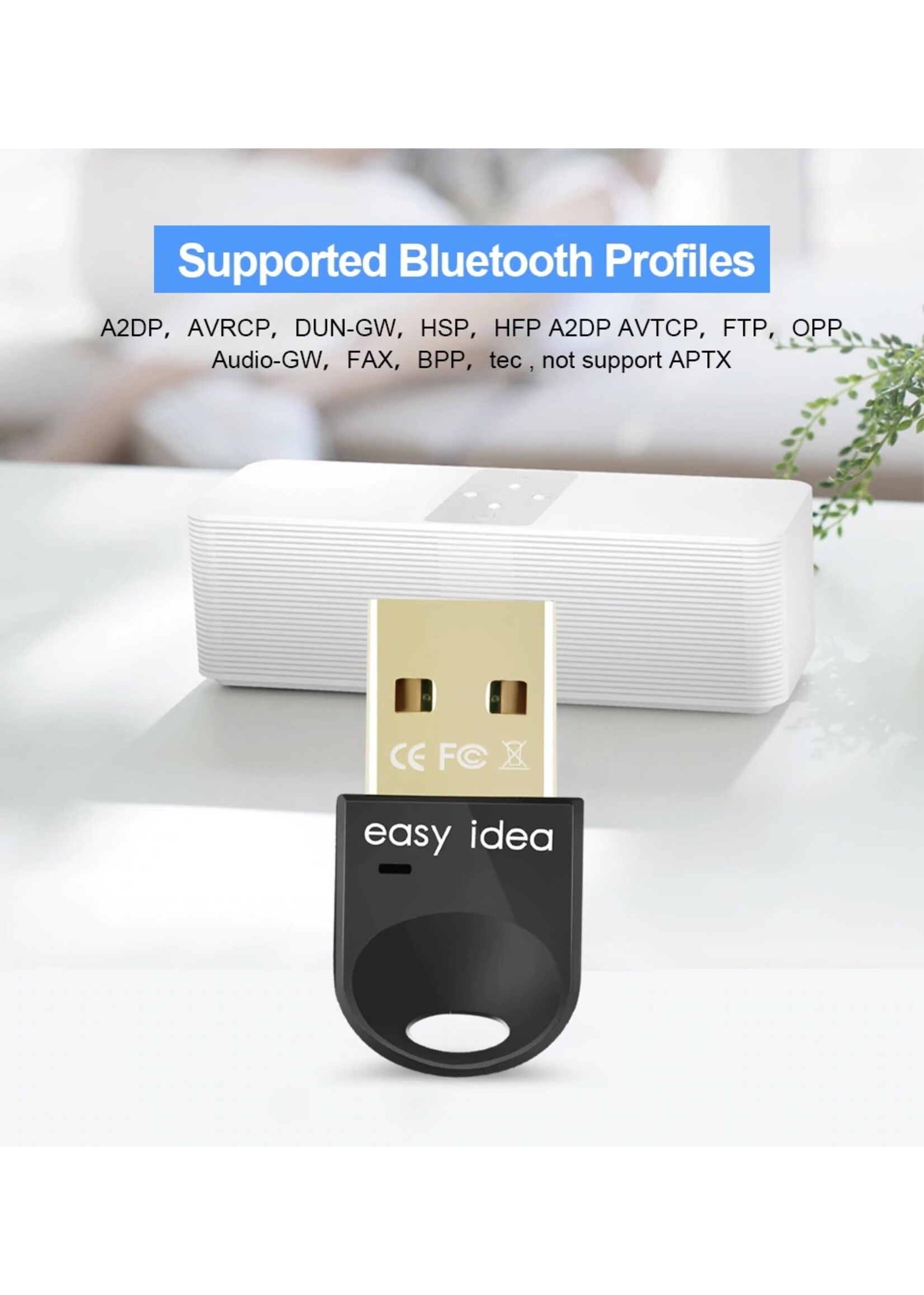 Bluetooth 4.0 USB Micro Dongle / Adapter - Zwart