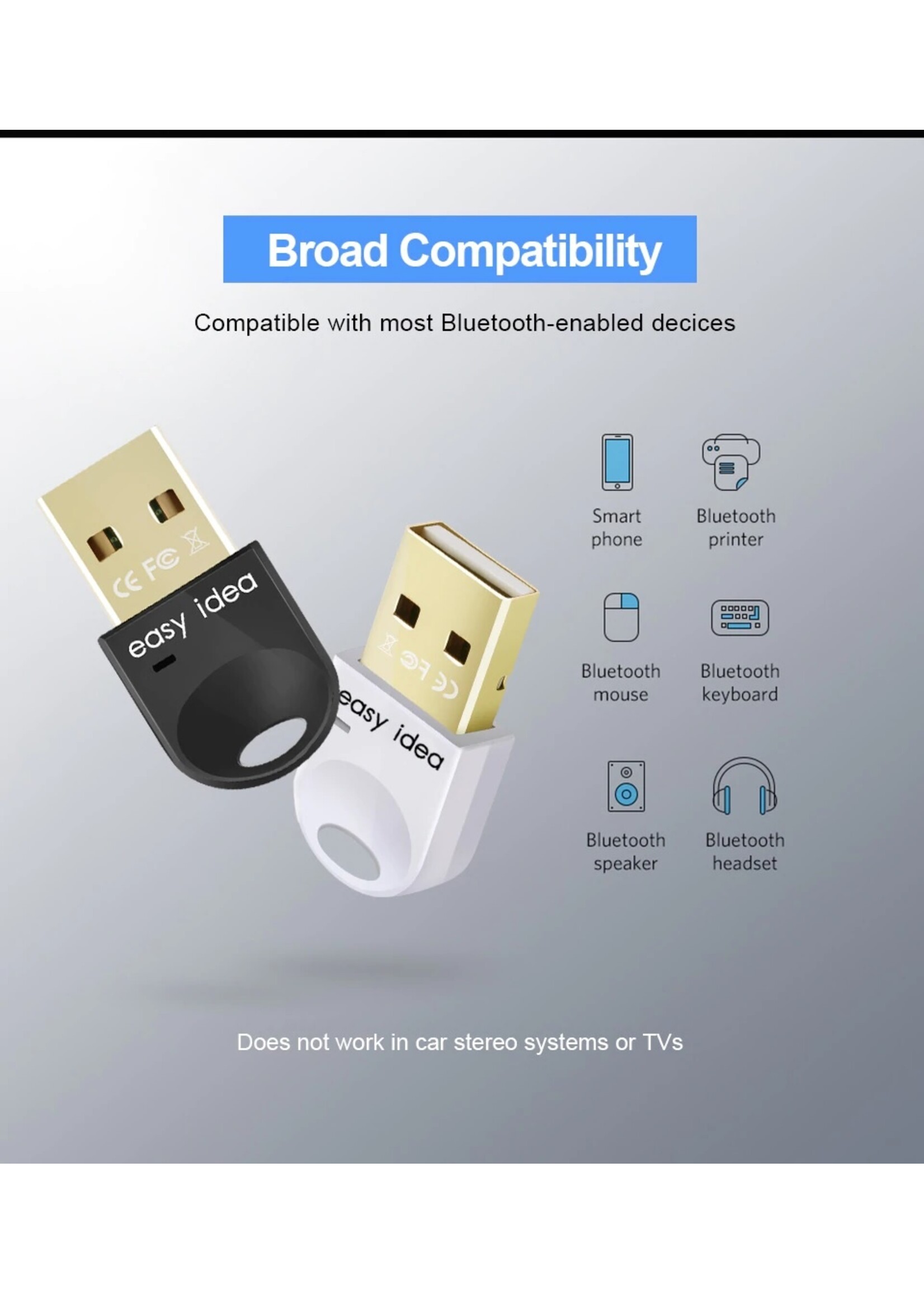 Bluetooth 4.0 USB Micro Dongle / Adapter - Wit