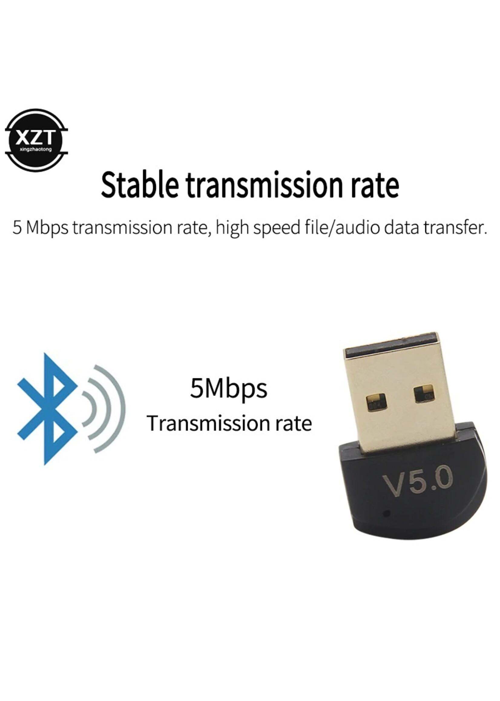 Bluetooth CSR 5.0 Dongle - Mini Bluetooth 5.0 USB Adapter – Dongle - Bluetooth adapter - draadloze dongle - verbind meerdere bluetooth apparaten