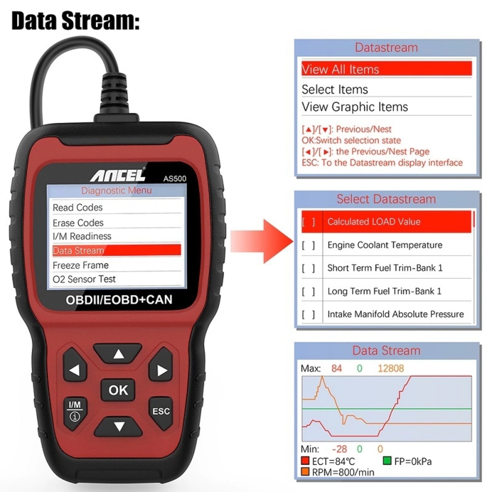 Ancel ANCEL AS500 Diagnosecomputer - OBD II - OBD2 - EOBD - CAN Handscanner – Diagnoseapparatuur