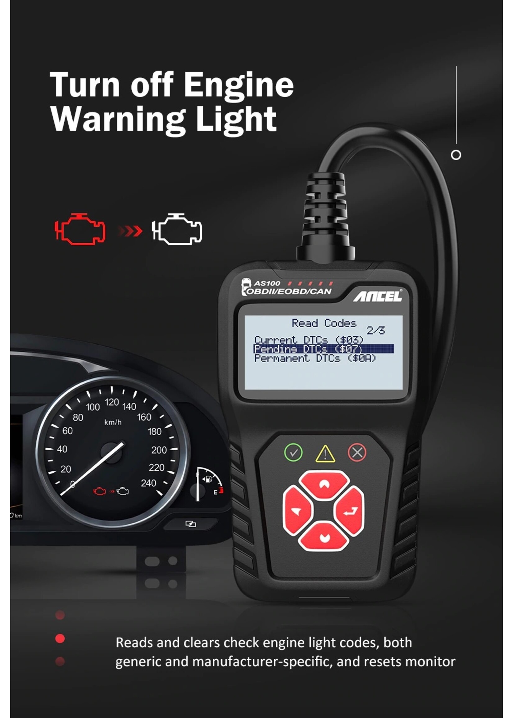 Ancel ANCEL AS100 OBD2 Scanner Live Data OBD 2 Automotive Scanner Meertalige Auto Diagnostic Tool voor Motor OBD2 Foutcodelezer PK CR3001