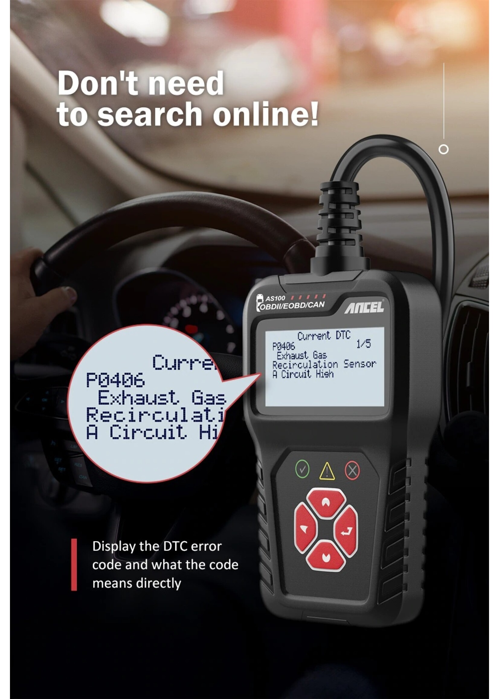 Ancel ANCEL AS100 OBD2 Scanner Live Data OBD 2 Automotive Scanner Meertalige Auto Diagnostic Tool voor Motor OBD2 Foutcodelezer PK CR3001