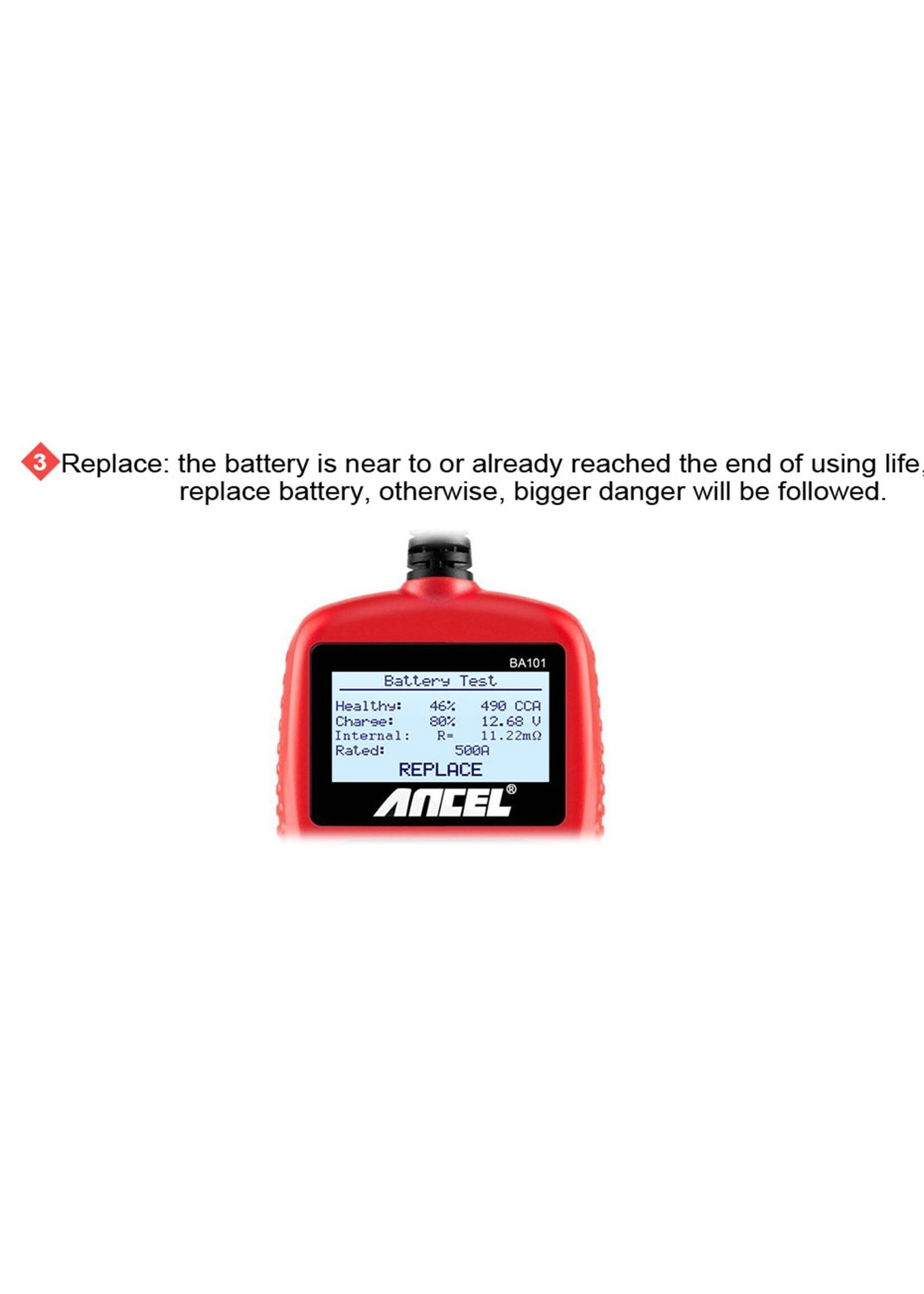 Ancel Ancel BA101 – 12V Auto Batterijtester en Digitale Analyzer (2000 CCA / 220 Ah)