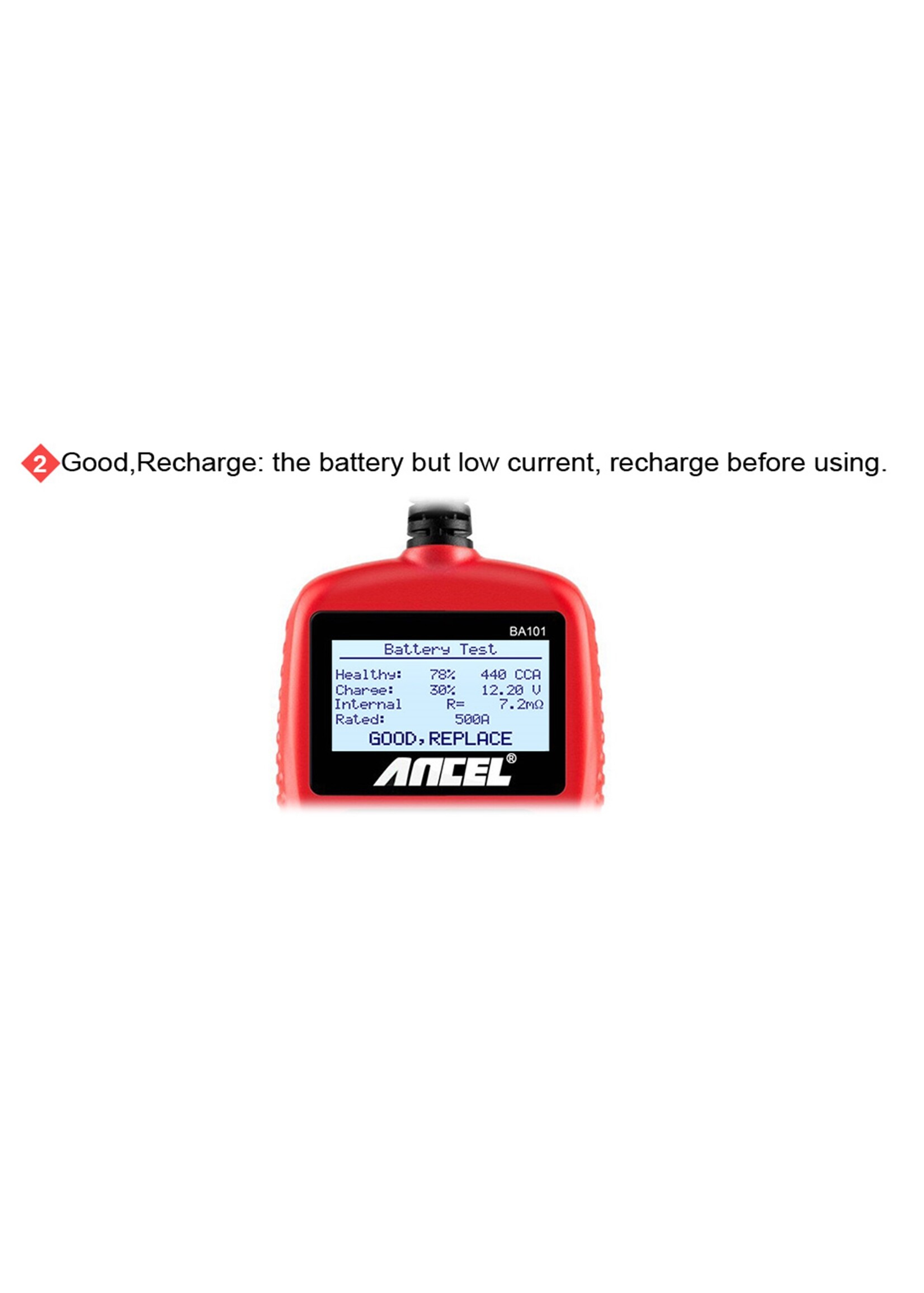 Ancel Ancel BA101 – 12V Auto Batterijtester en Digitale Analyzer (2000 CCA / 220 Ah)