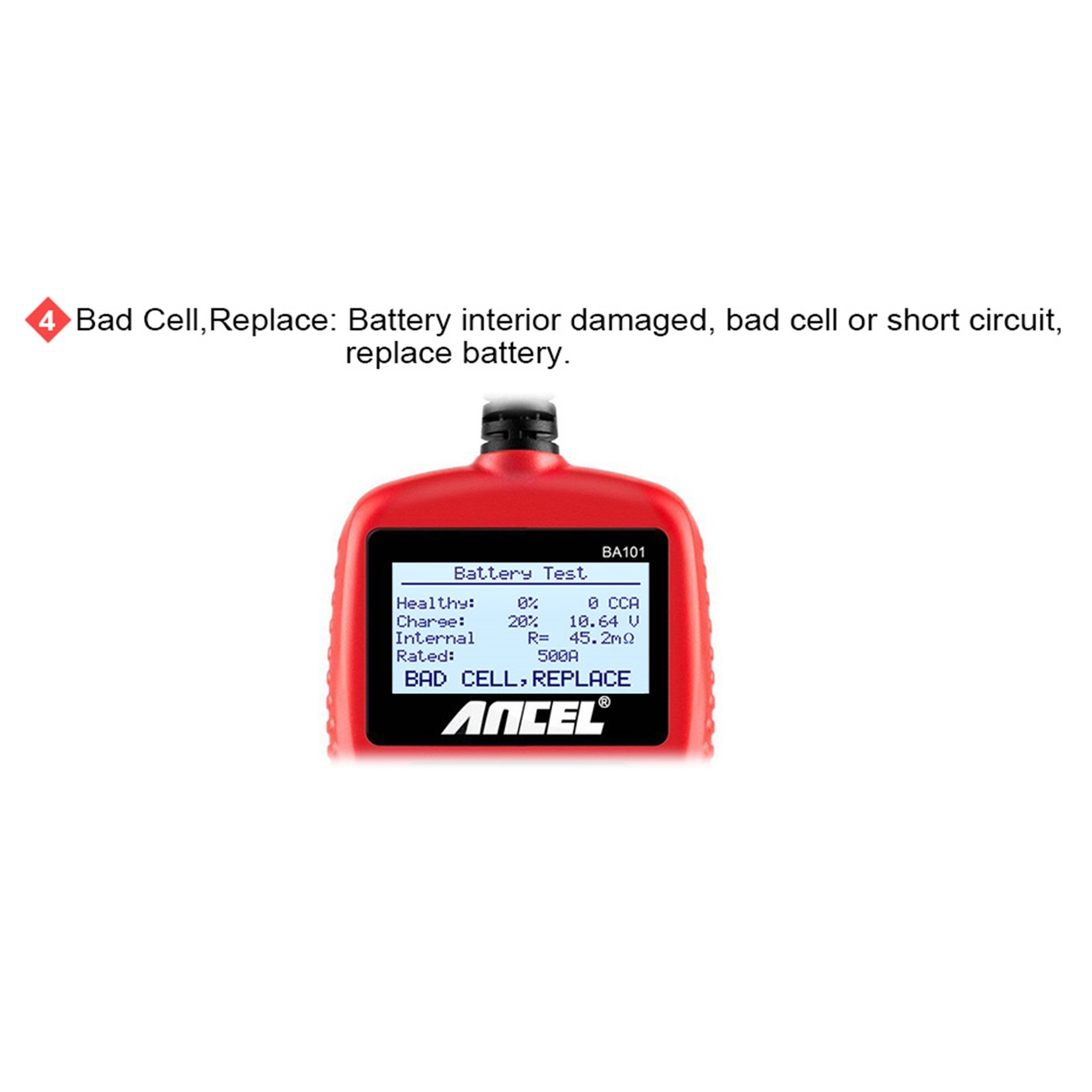 Ancel Ancel BA101 – 12V Auto Batterijtester en Digitale Analyzer (2000 CCA / 220 Ah)