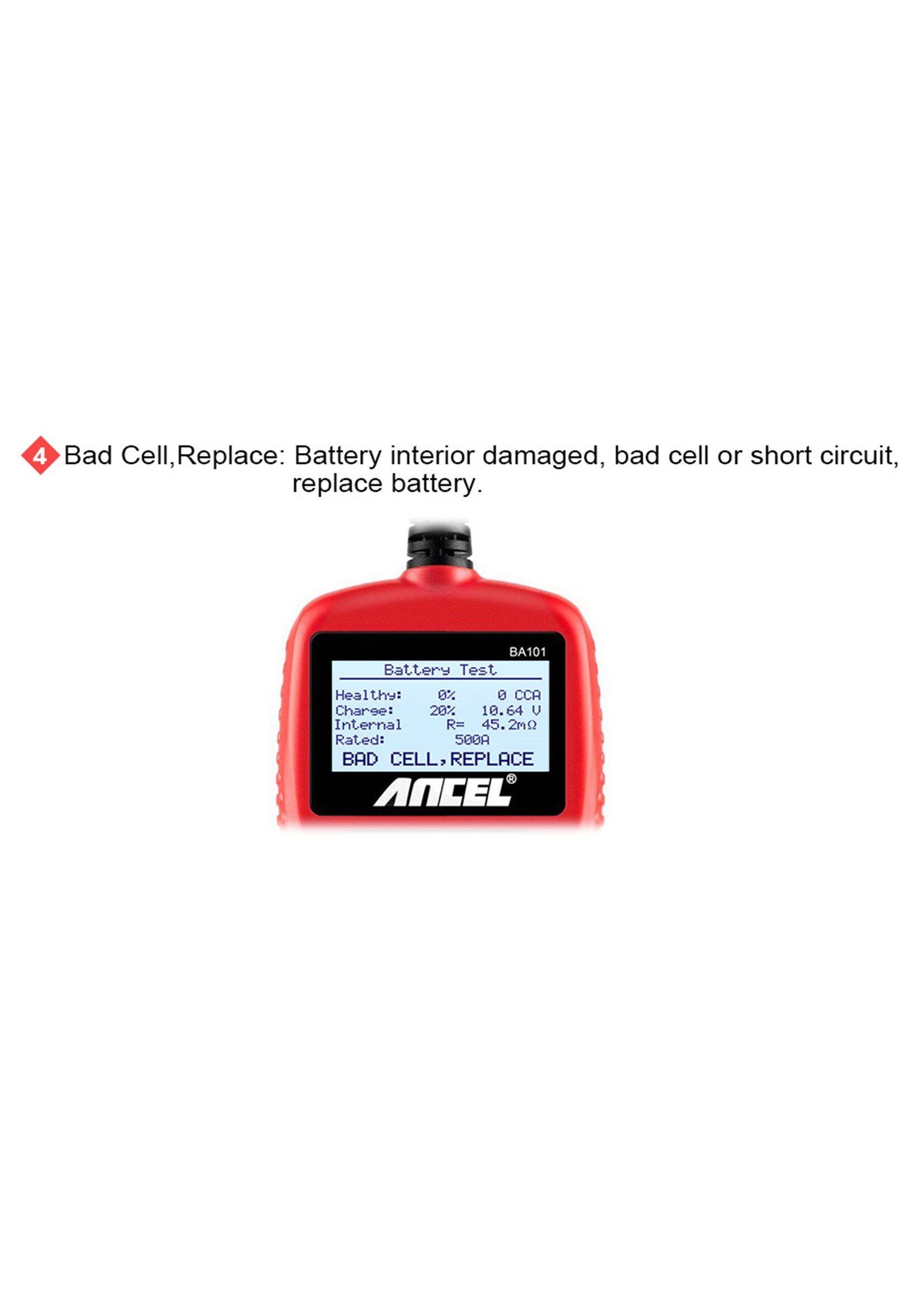 Ancel Ancel BA101 – 12V Auto Batterijtester en Digitale Analyzer (2000 CCA / 220 Ah)