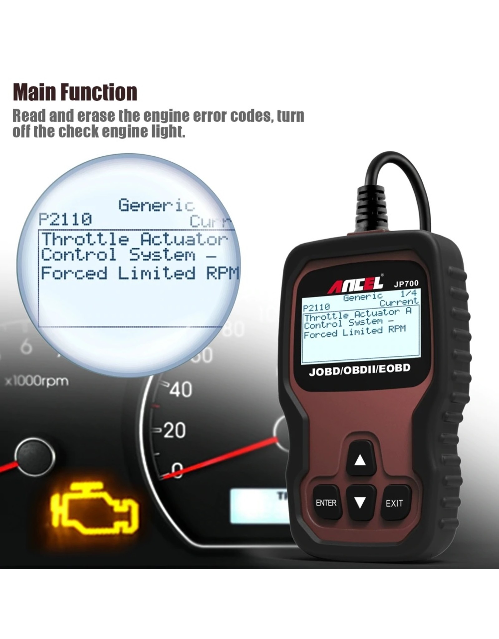 Merkloos Ancel JP700 Universal JOBD OBD2 Erase Code Reader Auto Diagnostic Scanner Tool