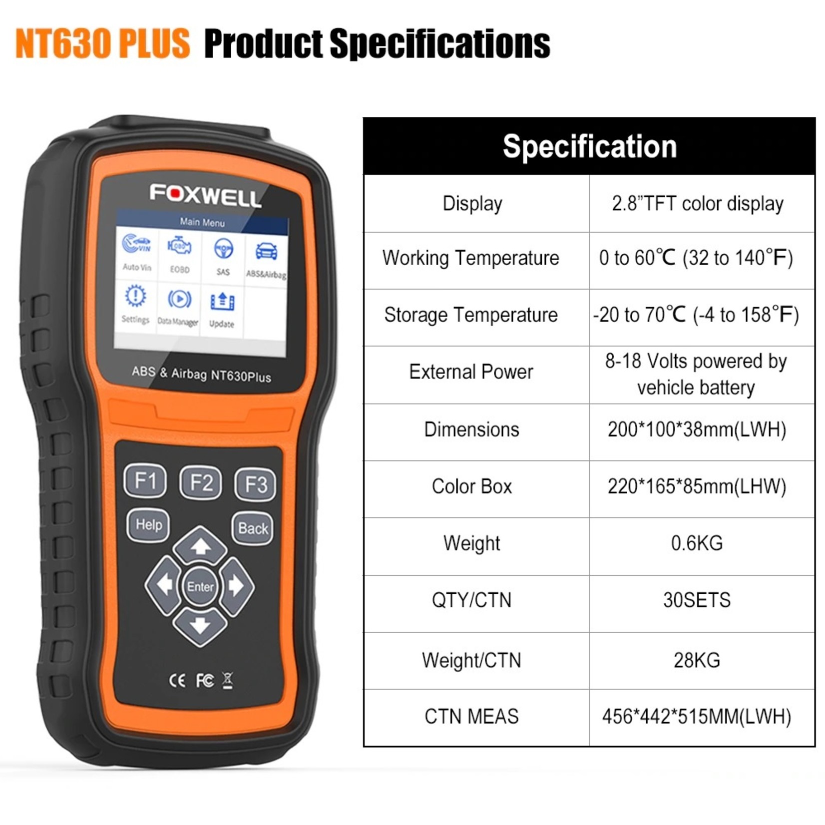 Foxwell Foxwell NT630 Plus Universele OBD2, ABS en Airbag Tool – Bluetooth scanner - OBD2 scanner - diagnose gereedschap - tool