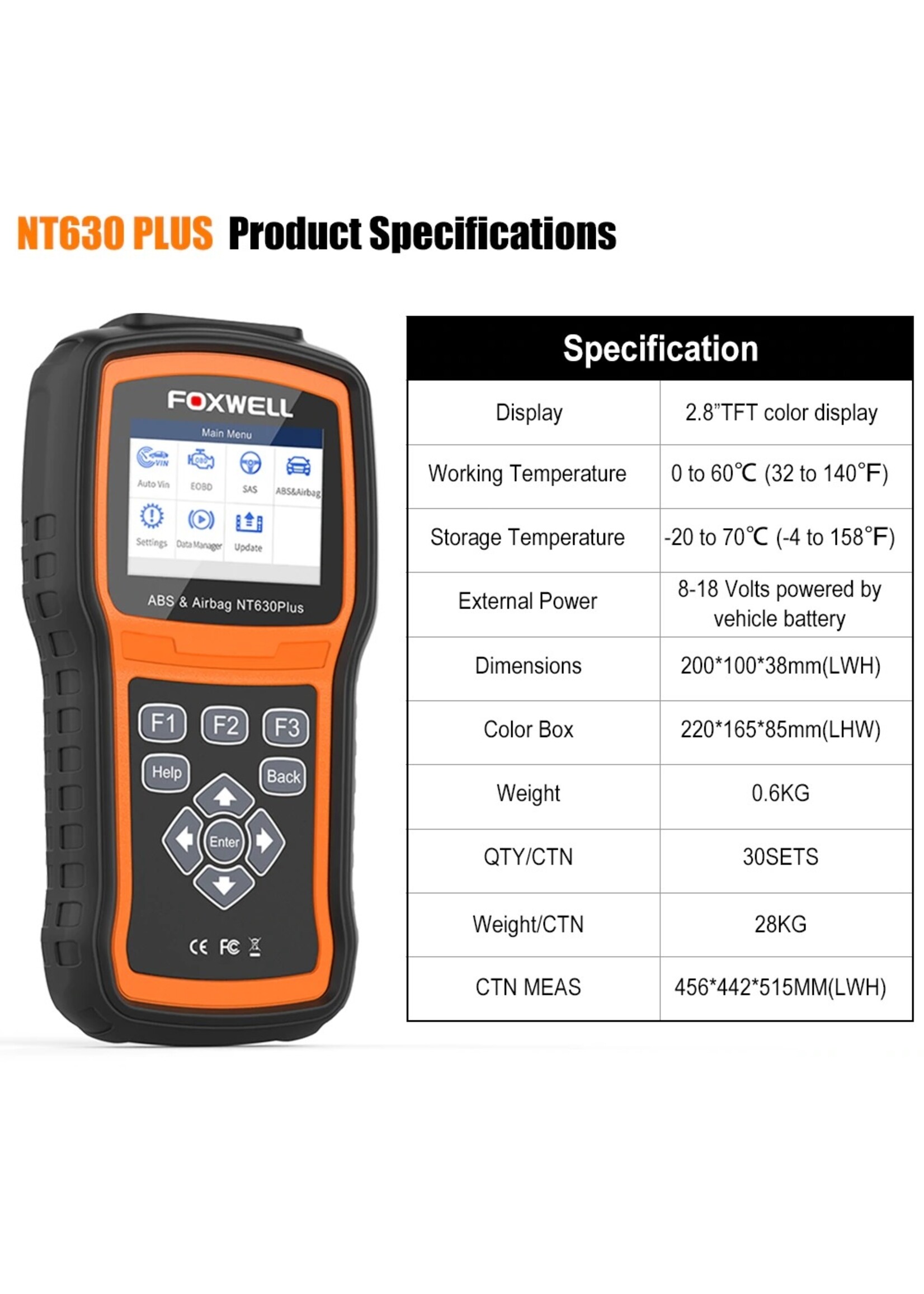 Foxwell Foxwell NT630 Plus Universele OBD2, ABS en Airbag Tool – Bluetooth scanner - OBD2 scanner - diagnose gereedschap - tool