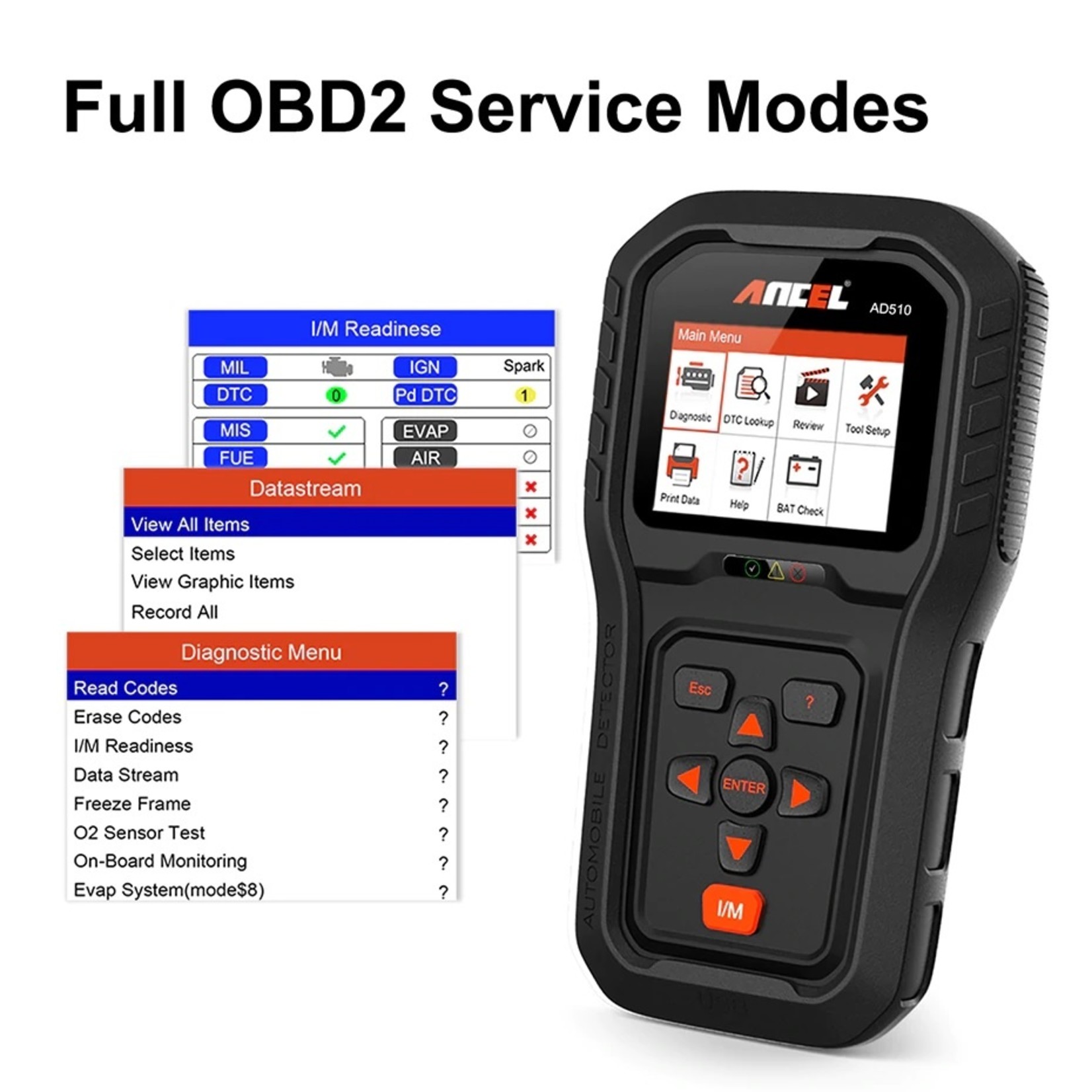 AD510 pro OBD2 EOBD CAN Handscanner NL met accu test functie