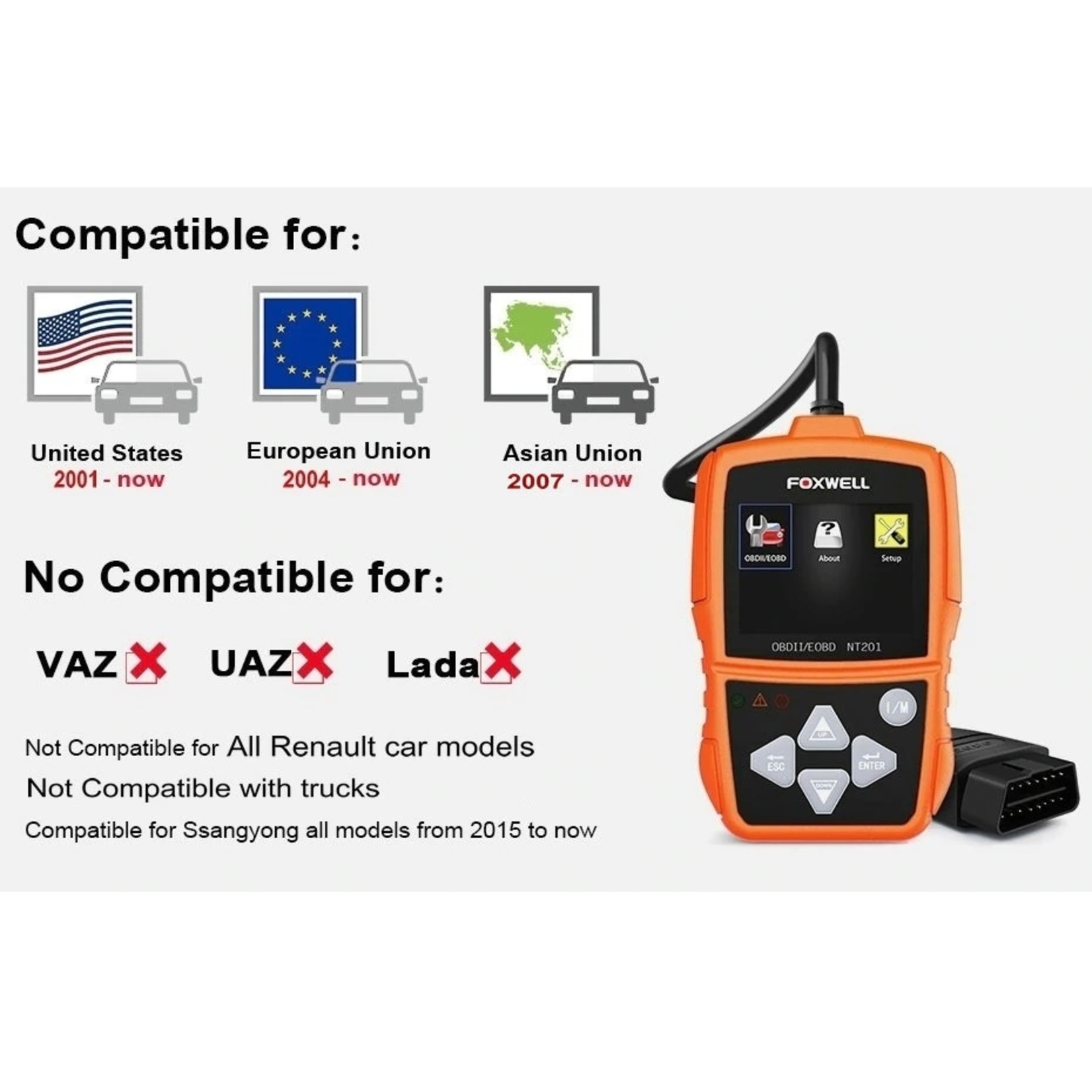 Foxwell Foxwell NT201 OBD2 ODB2 Scanner Diagnostic Auto OBDII Engine Fault Code Reader Scan Tools PK ELM327 OBD 2 Auto Diagnose Scanner