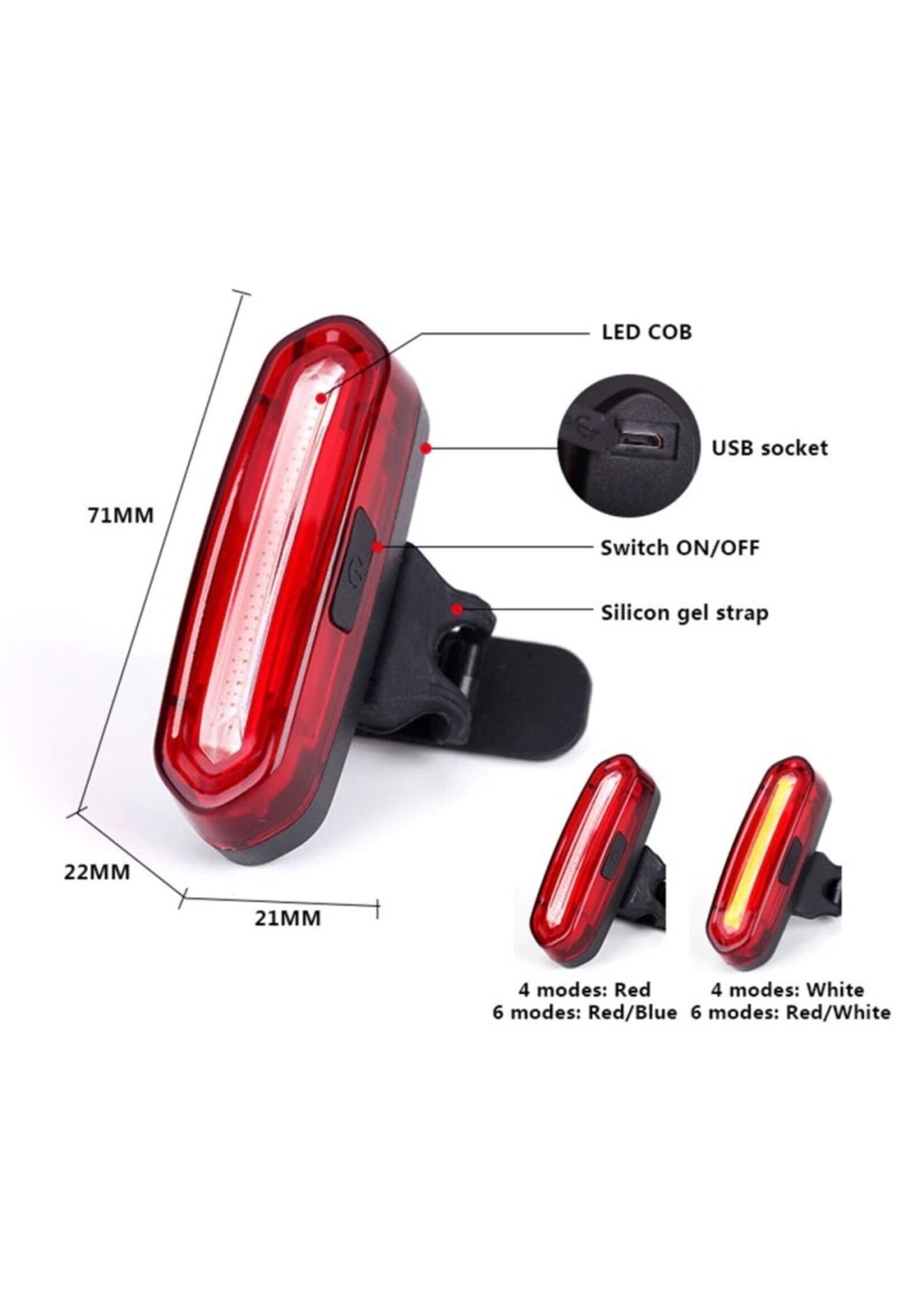 Led Fietslamp - Achterlicht - USB oplaadbaar