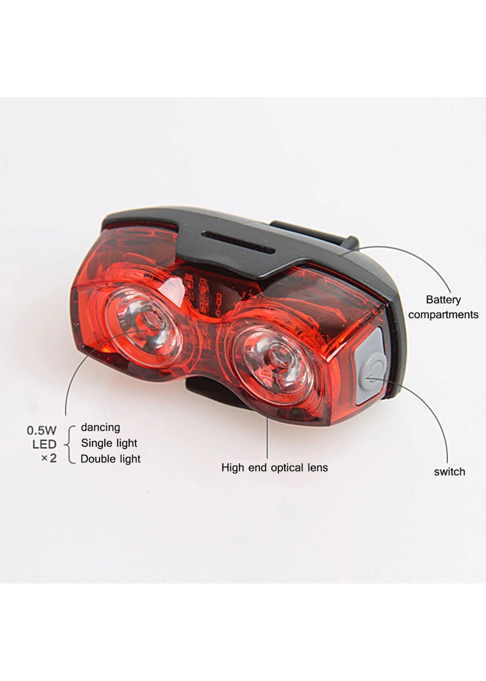 Fietslamp - LED verlichting fiets - Achterlicht fiets - Afneembare fietslamp - Fietsverlichting (Rood)
