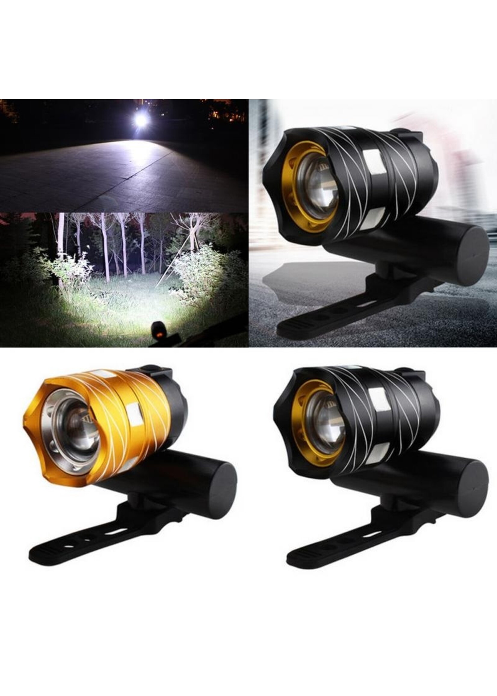 Ultieme Led Fietslamp - Oplaadbaar via USB - Super fel - 3 standen & zoom