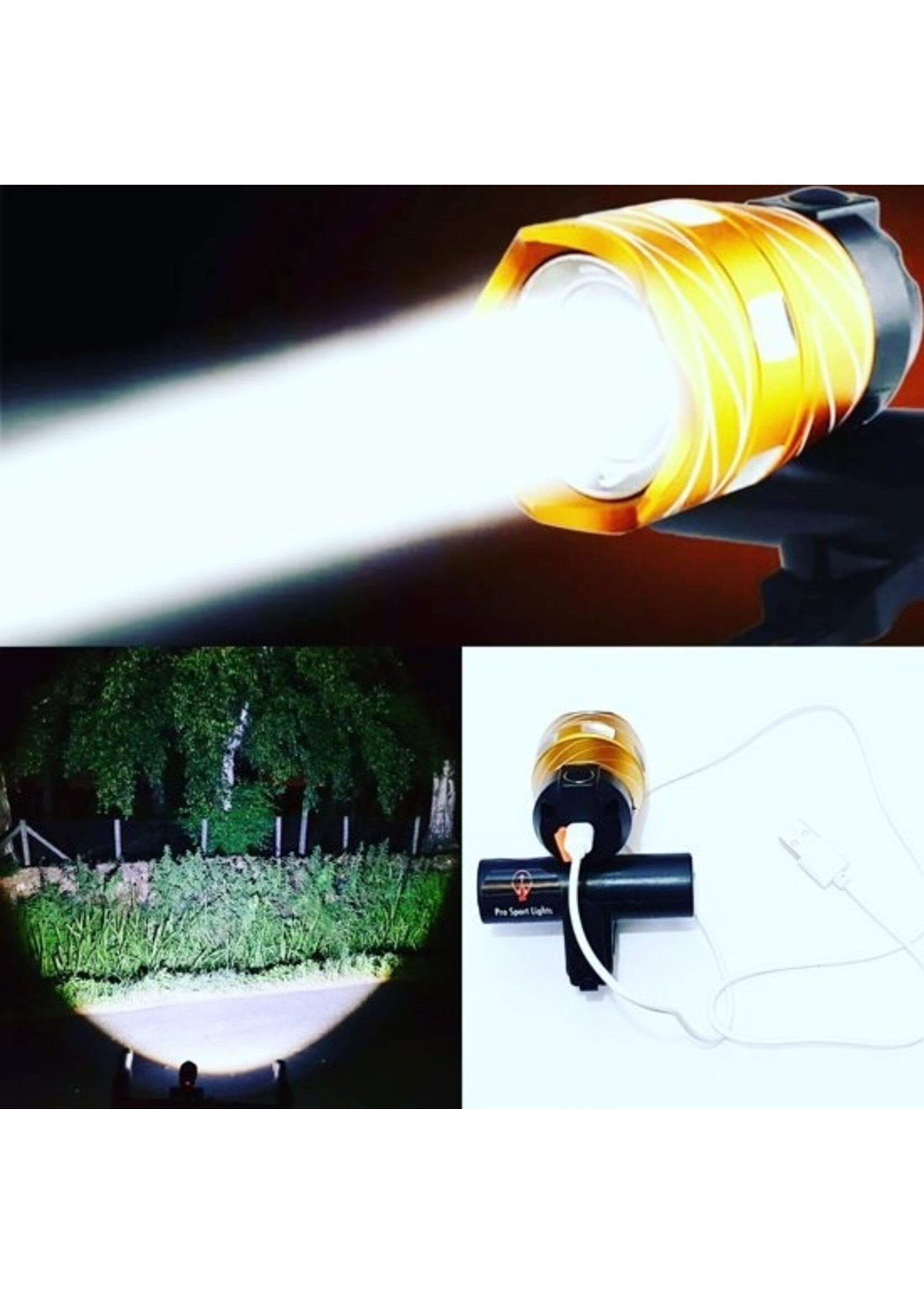 Goude Ultieme Led Fietslamp - Oplaadbaar via USB - Super fel - 3 standen & zoom